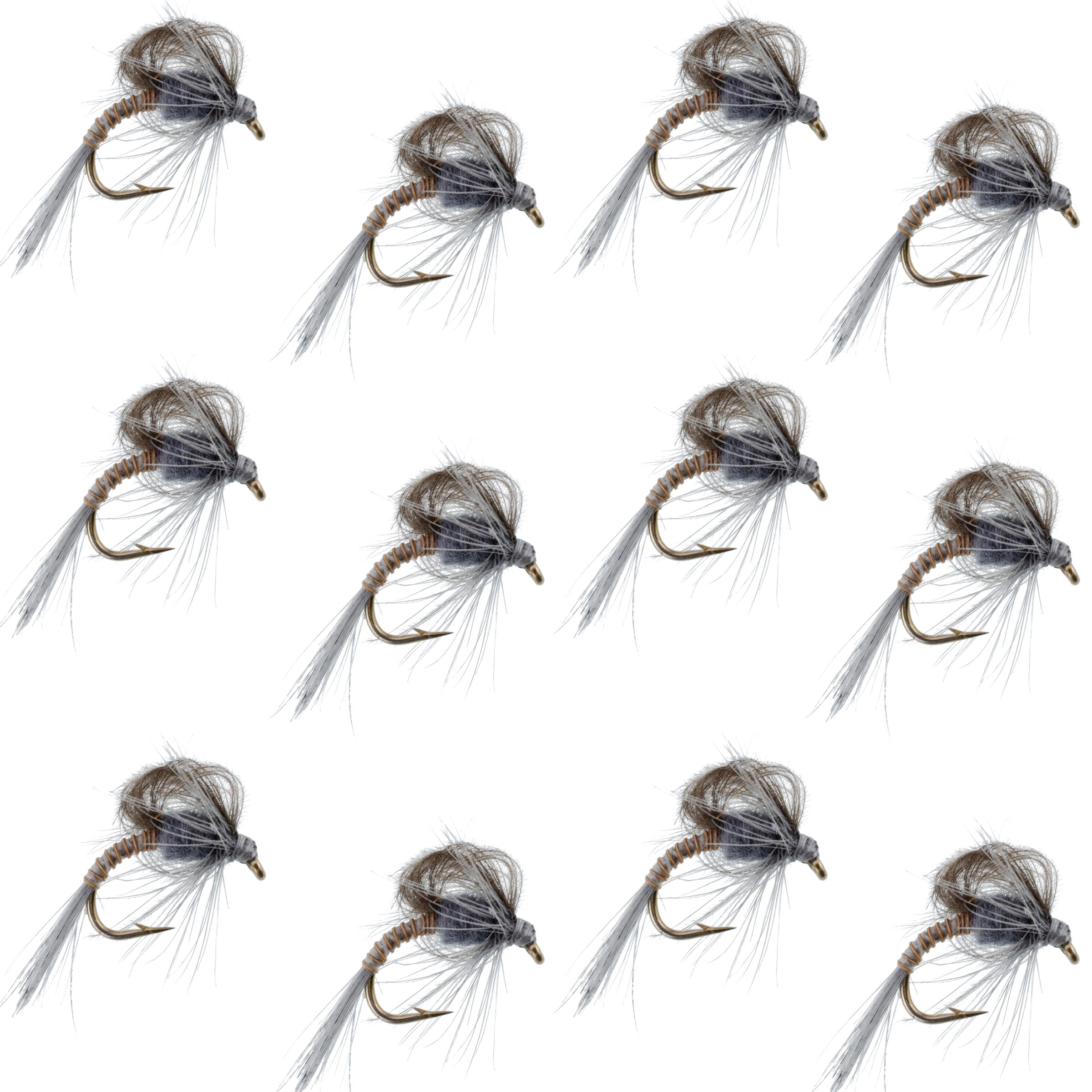 CDC Loop Wing Adams Emerger Fly 12 Flies - Hook Size 12