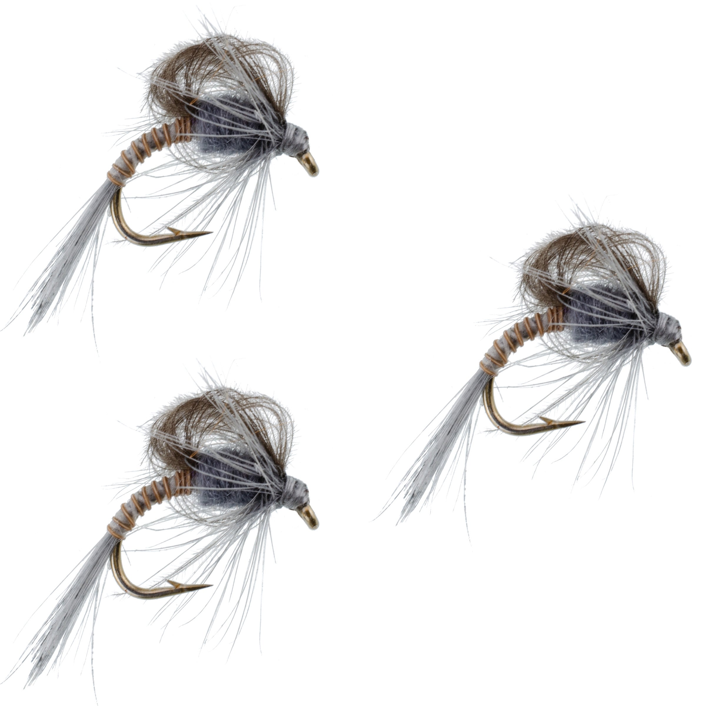 3 Pack CDC Loop Wing Adams Emerger Fly - Hook Size 14