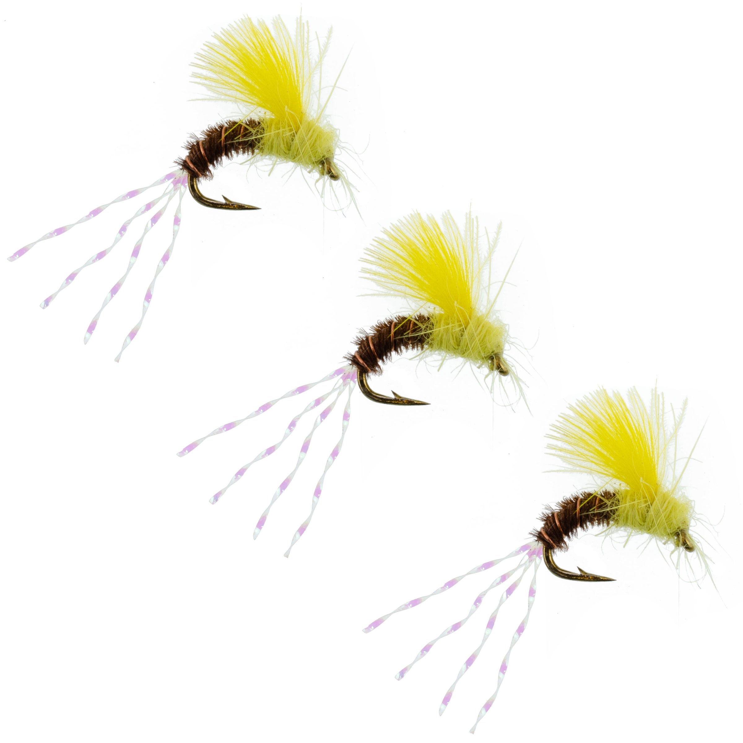 3 Pack CDC Pale Morning Dun Emerger PMD Wet Fly Fishing Flies - Hook Size 18