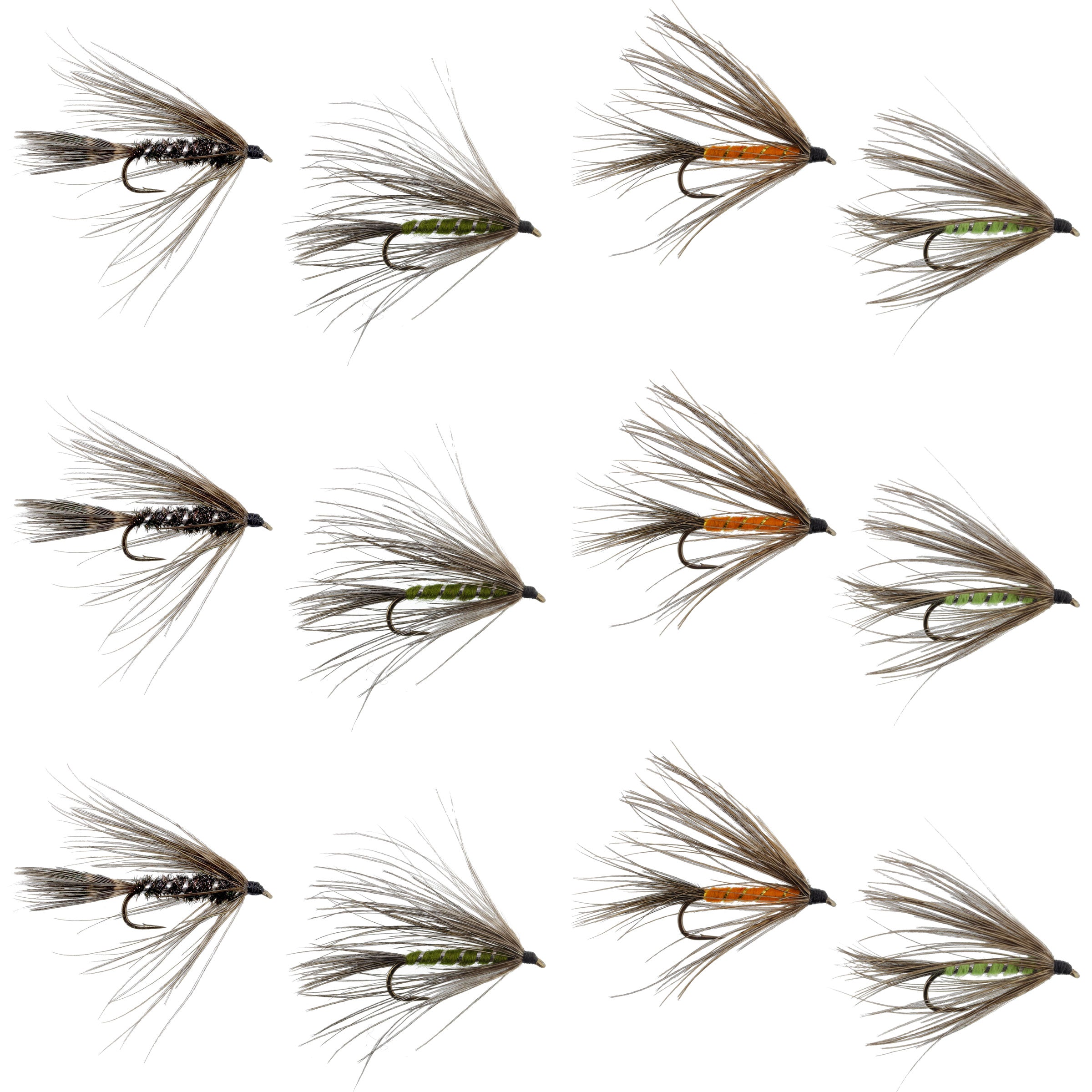 Carey Special Soft Hackle Grouse Fall Swinging Assortment - 12 Flies 4 Colors Hook Size 10