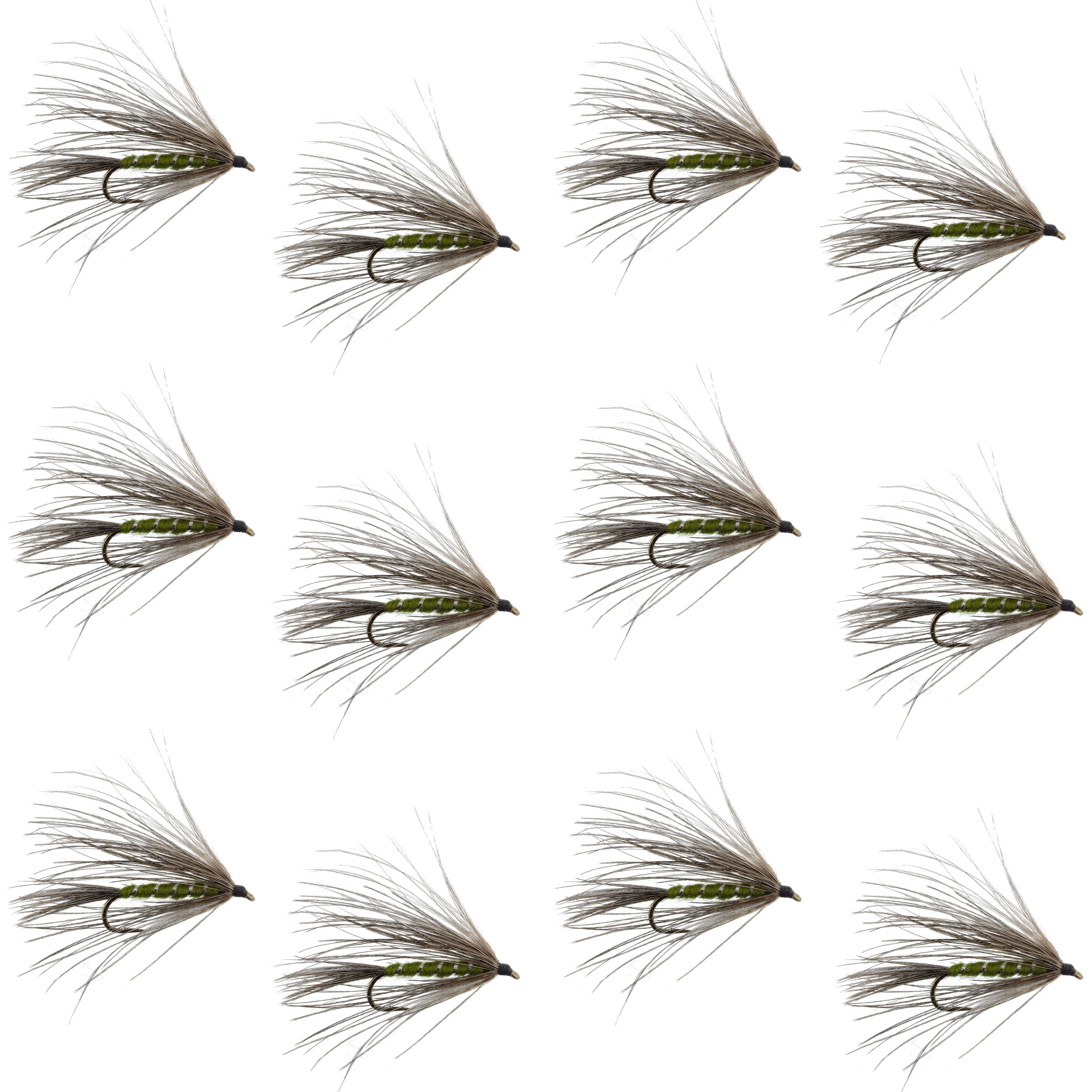 Carey Special Soft Hackle Grouse and Olive Wet Fly - 12 Flies Hook Size 10