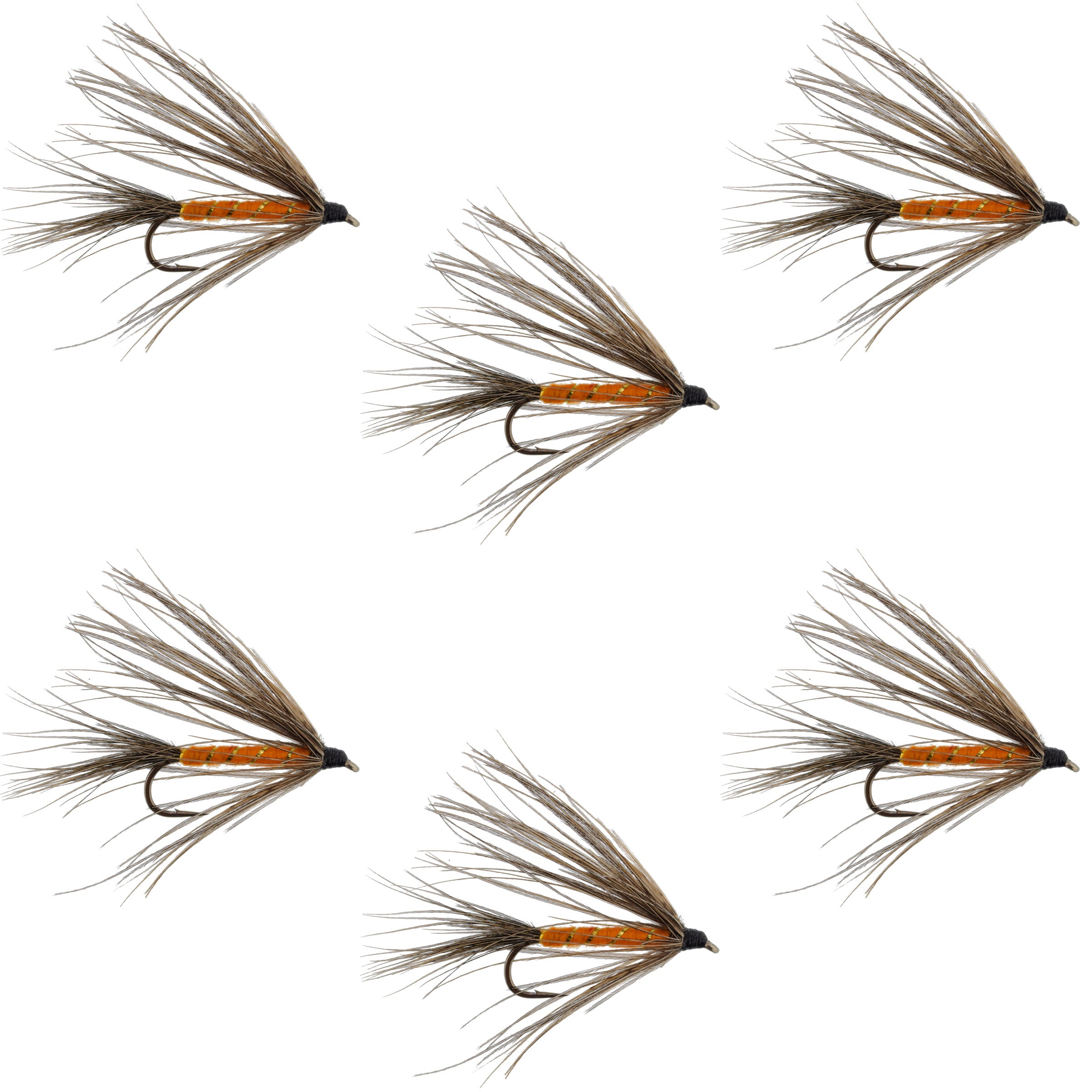 Carey Special Soft Hackle Grouse and Orange Wet Fly - 6 Flies Hook Size 10