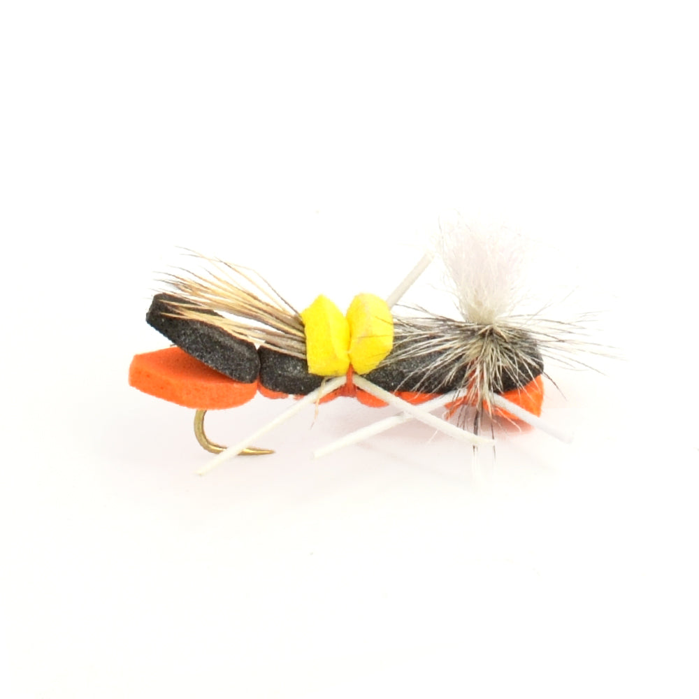 Parachute Chernobyl Ant Black Orange Foam Body Grasshopper Fly - 6 Flies Hook Size 10