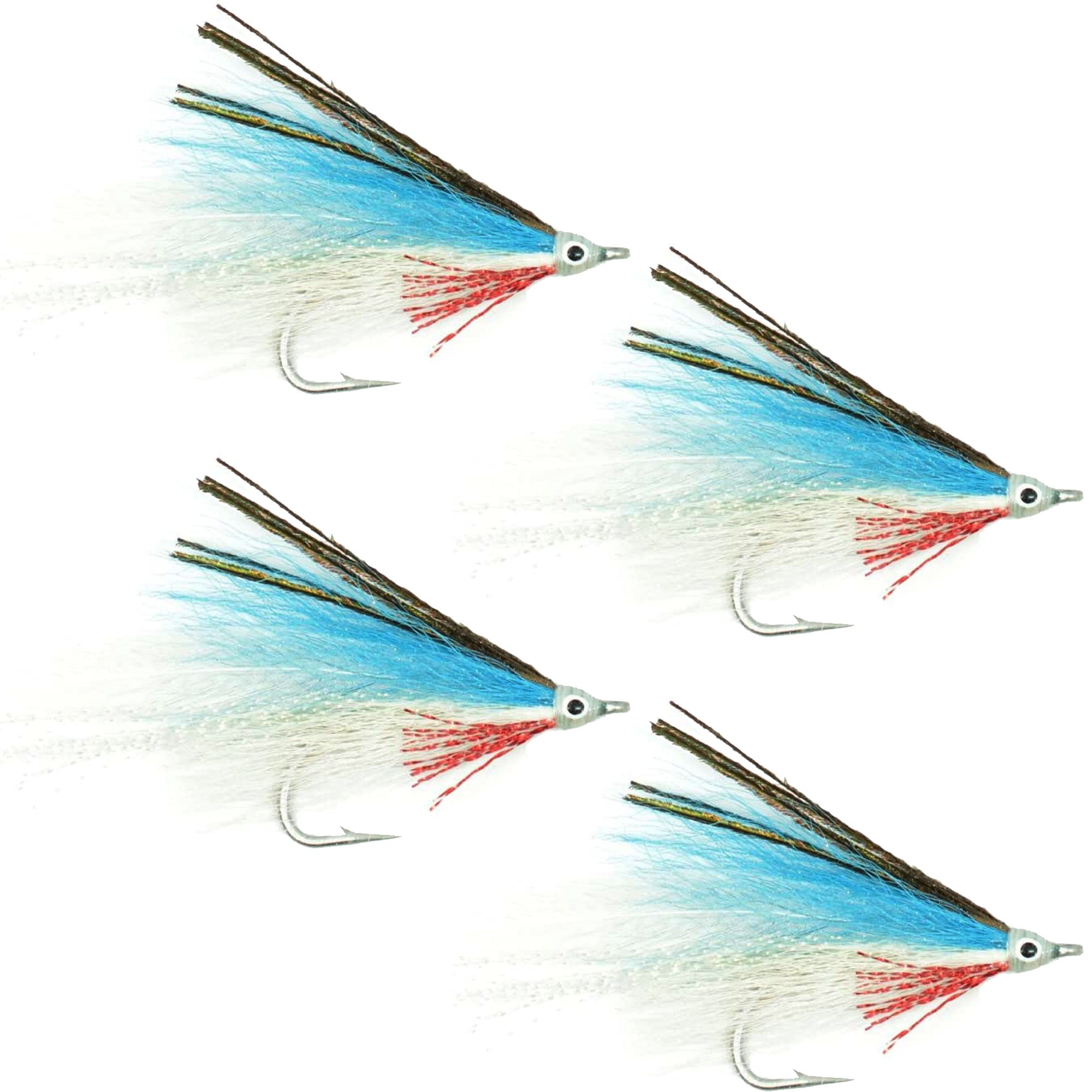 Lefty's Deceiver Saltwater Streamer Fly - Blue/White - 4 Flies Hook Size 1/0