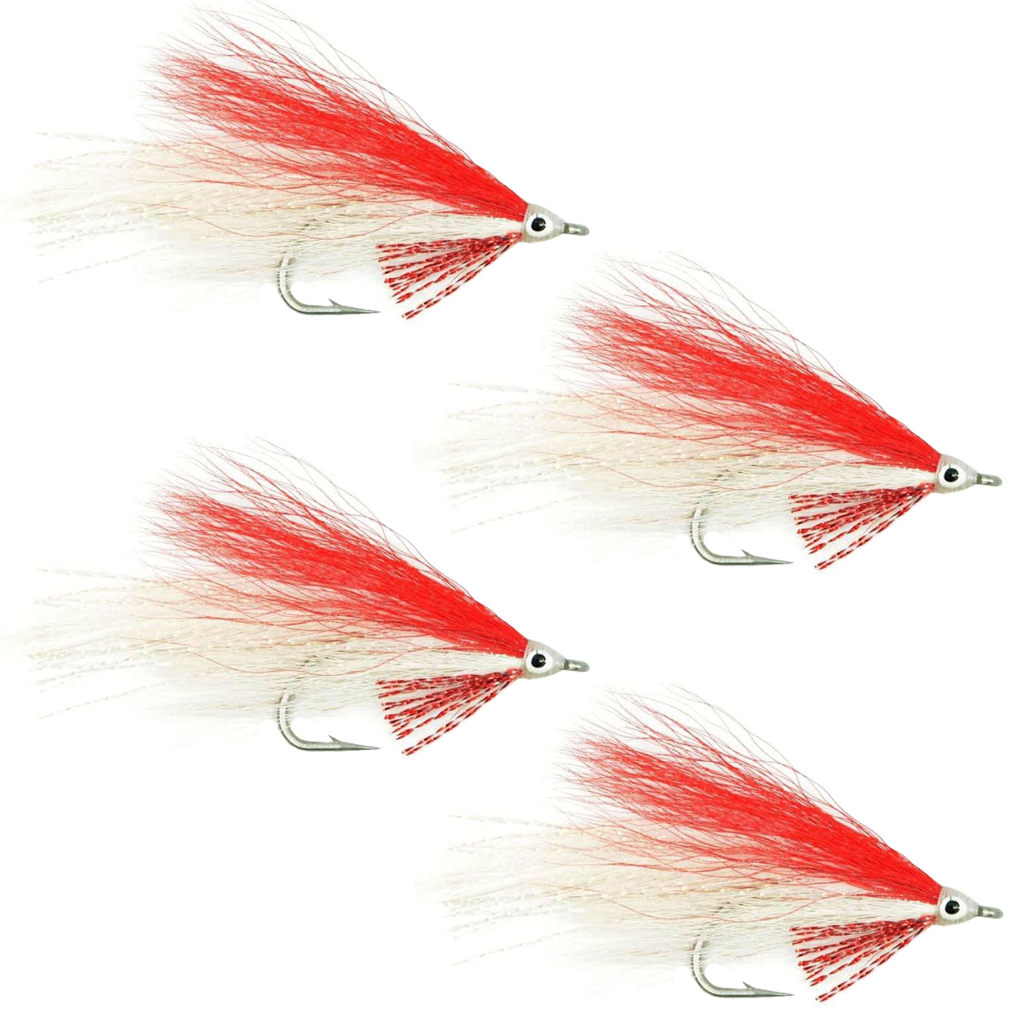 Lefty's Deceiver Saltwater Streamer Fly - Red/White - 4 Flies Hook Size 1/0