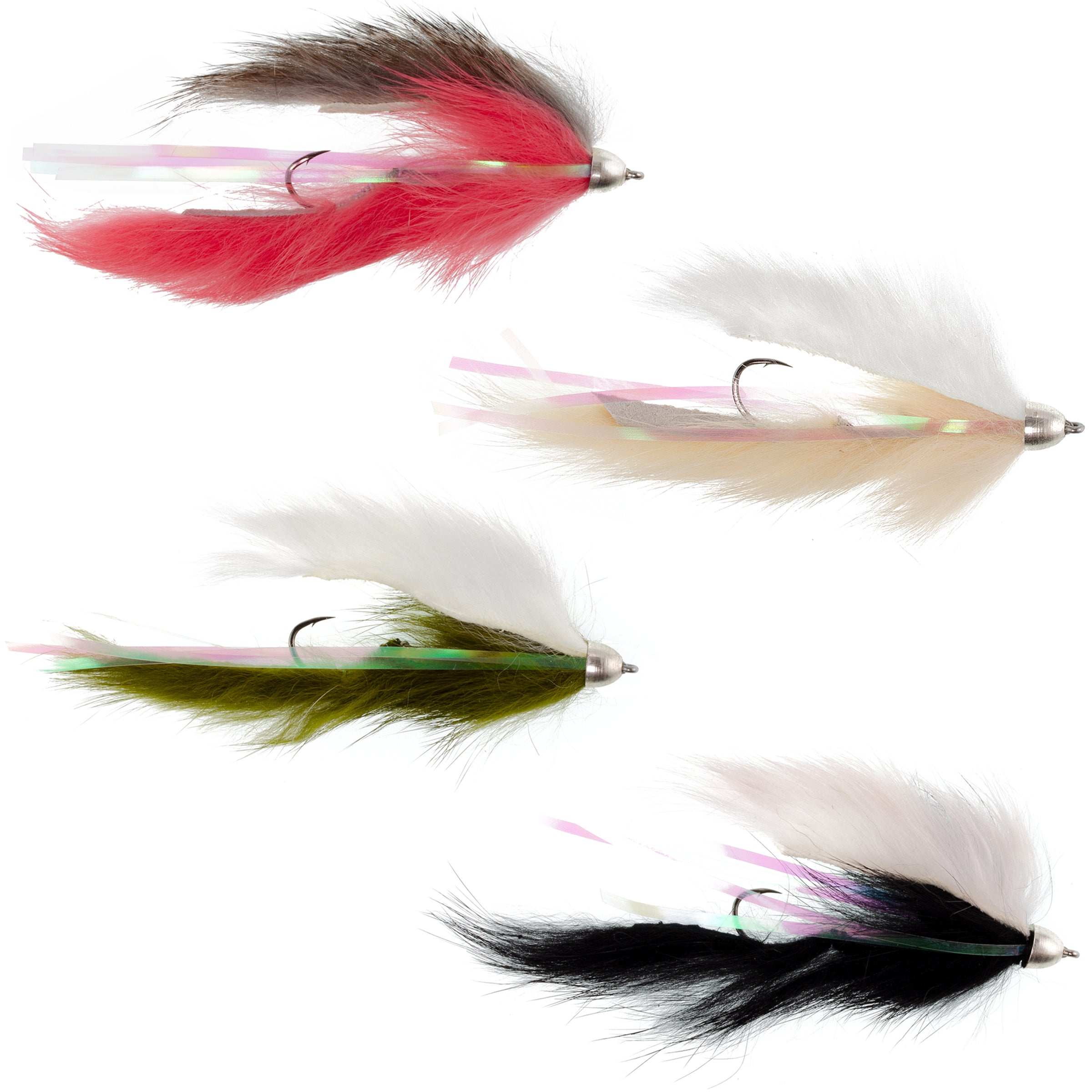 Dolly Llama Stinger Streamer Flies Collection - Juego de 4 moscas para pesca con mosca de salmón, trucha arcoíris, Alaska, tamaño de gancho 4 