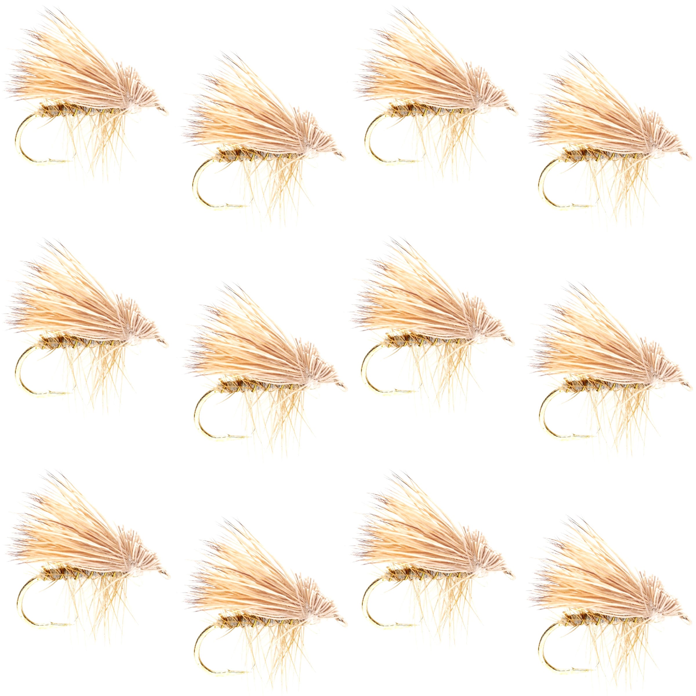 Barbless Yellow Elk Hair Caddis Classic Trout Dry Flies 1 Dozen Flies Size 18