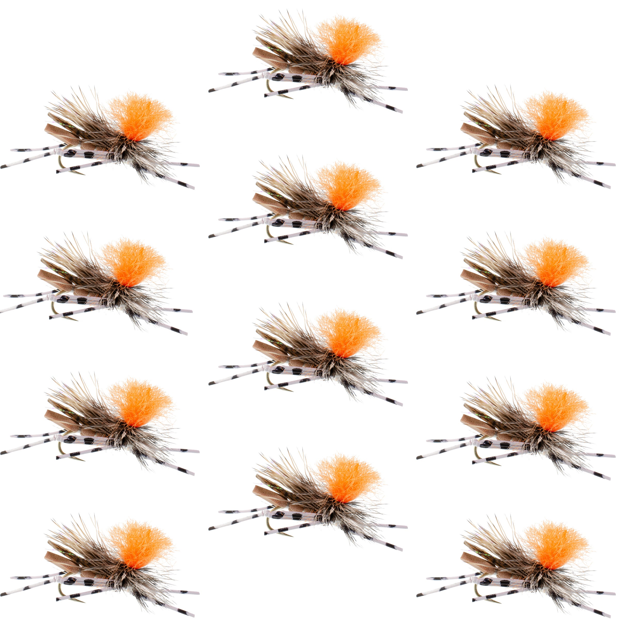 Feth Hopper Tan - Patrón de mosca de saltamontes de espuma - 1 docena de ganchos para moscas tamaño 10