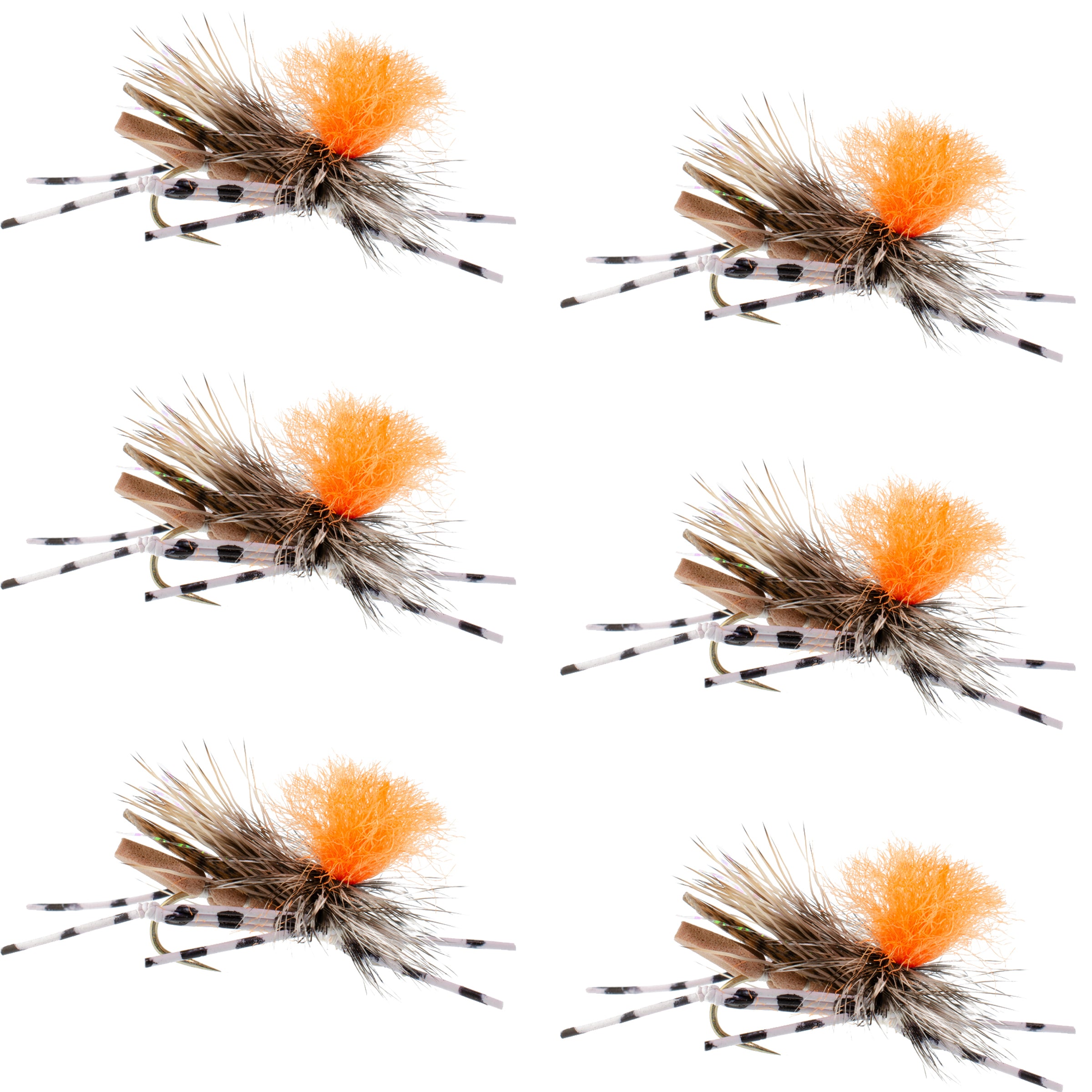 Feth Hopper Tan - Patrón de mosca de saltamontes de espuma - 6 moscas Tamaño del anzuelo 10