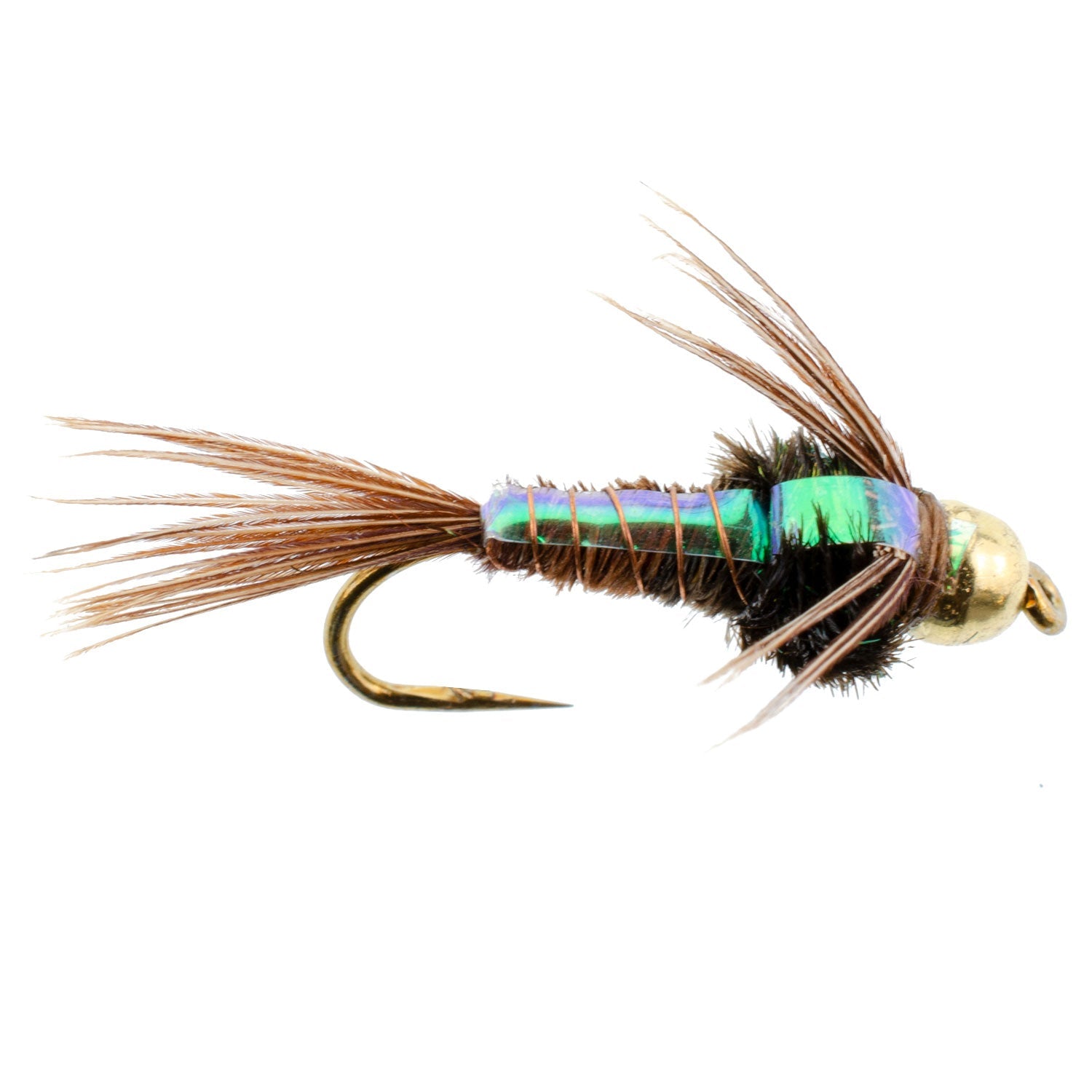 Barbless Bead Head Flashback Pheasant Tail Nymph Fly 6 Flies Hook Size 12