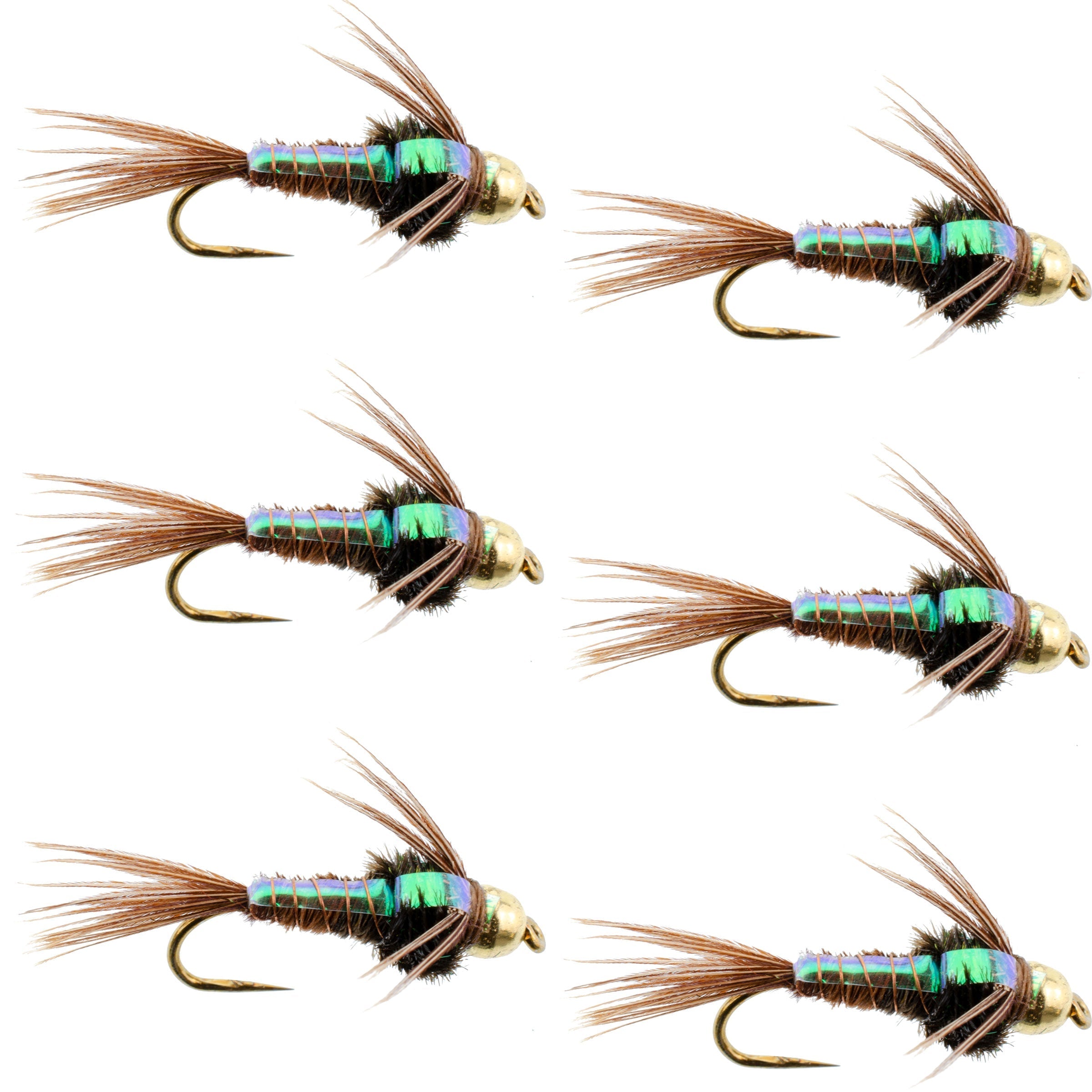 Barbless Bead Head Flashback Pheasant Tail Nymph Fly 6 Flies Hook Size 16