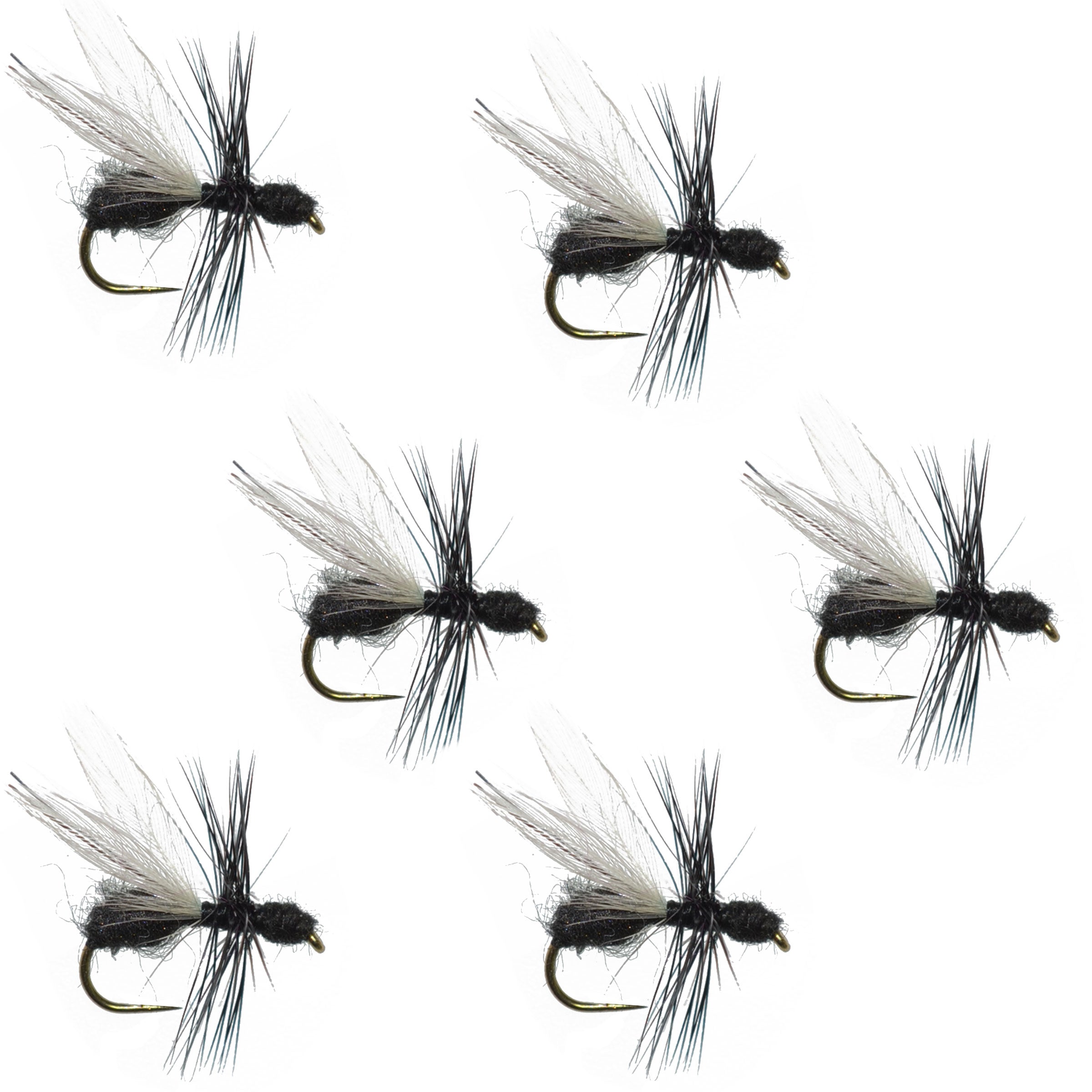 Barbless Black Fur Flying Ant Terrestrial Trout Dry Fly Fishing Flies - 6 Flies Hook Size 14