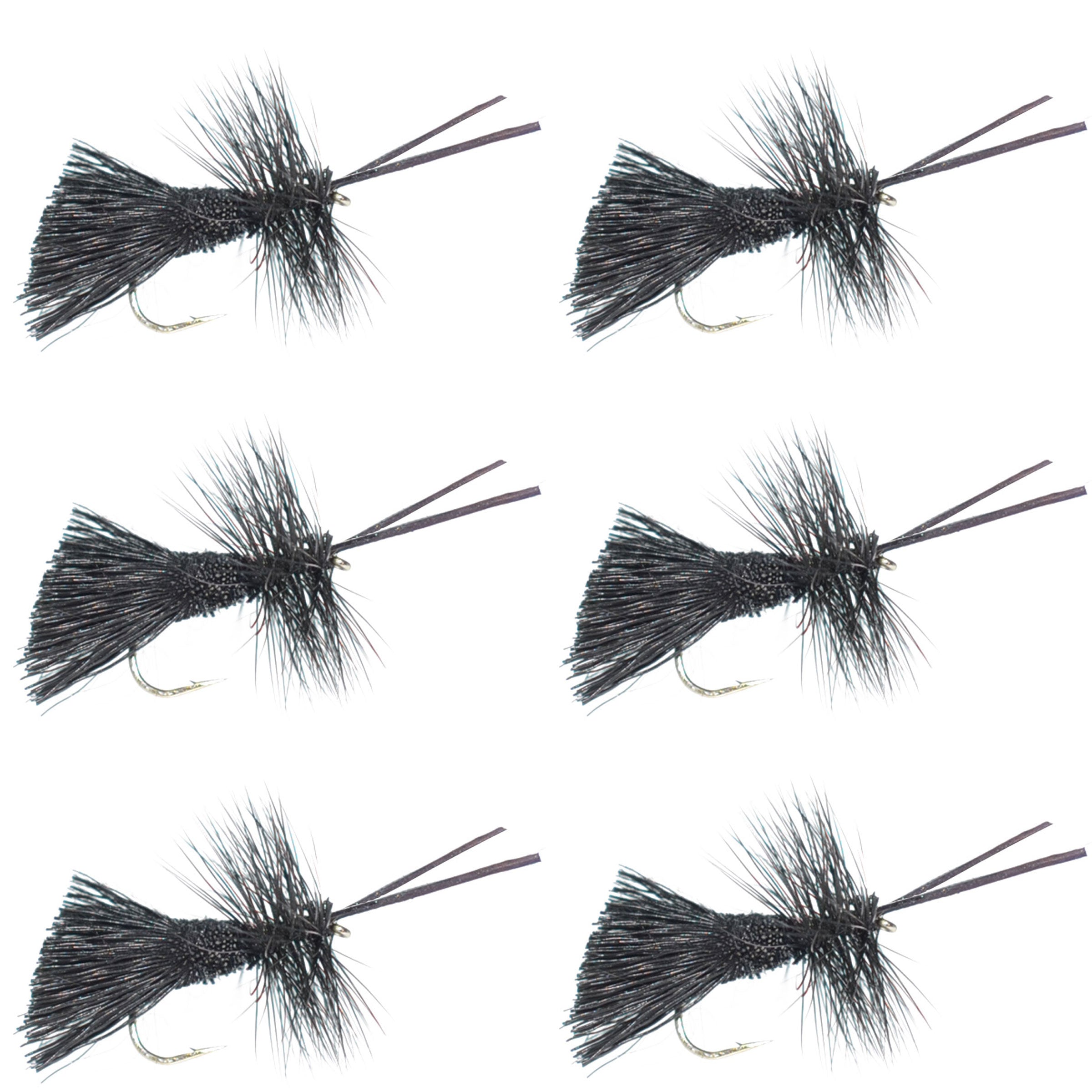 Goddard Caddis Black Dry Fly - Anzuelo para 6 moscas, tamaño 14