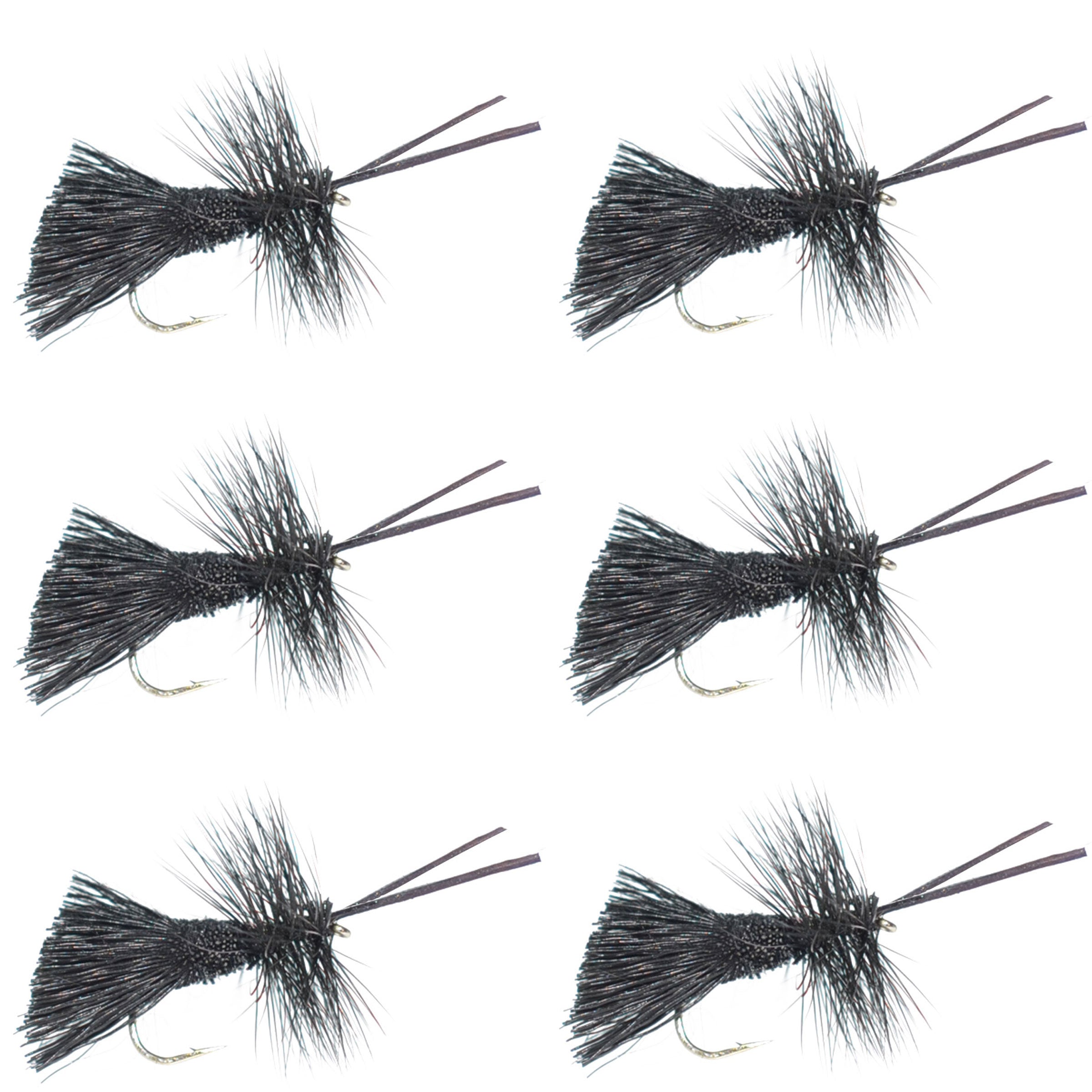 Goddard Caddis Black Dry Fly - Anzuelo para 6 moscas, tamaño 16