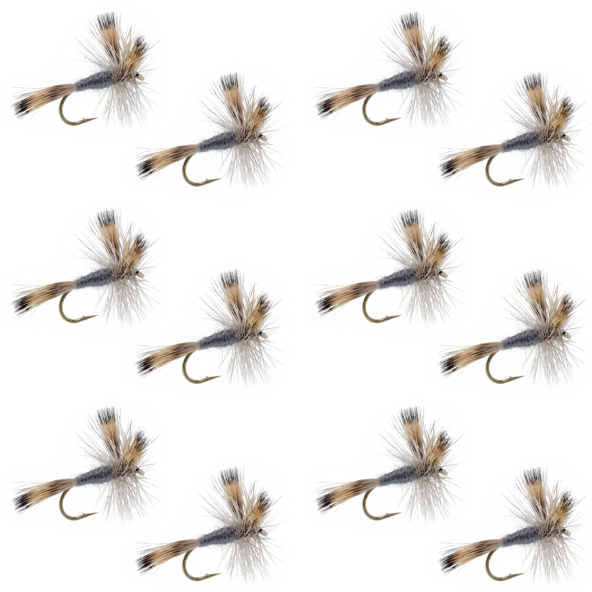 Gray Wulff Classic Trout Dry Fly -12 Flies Hook Size 10