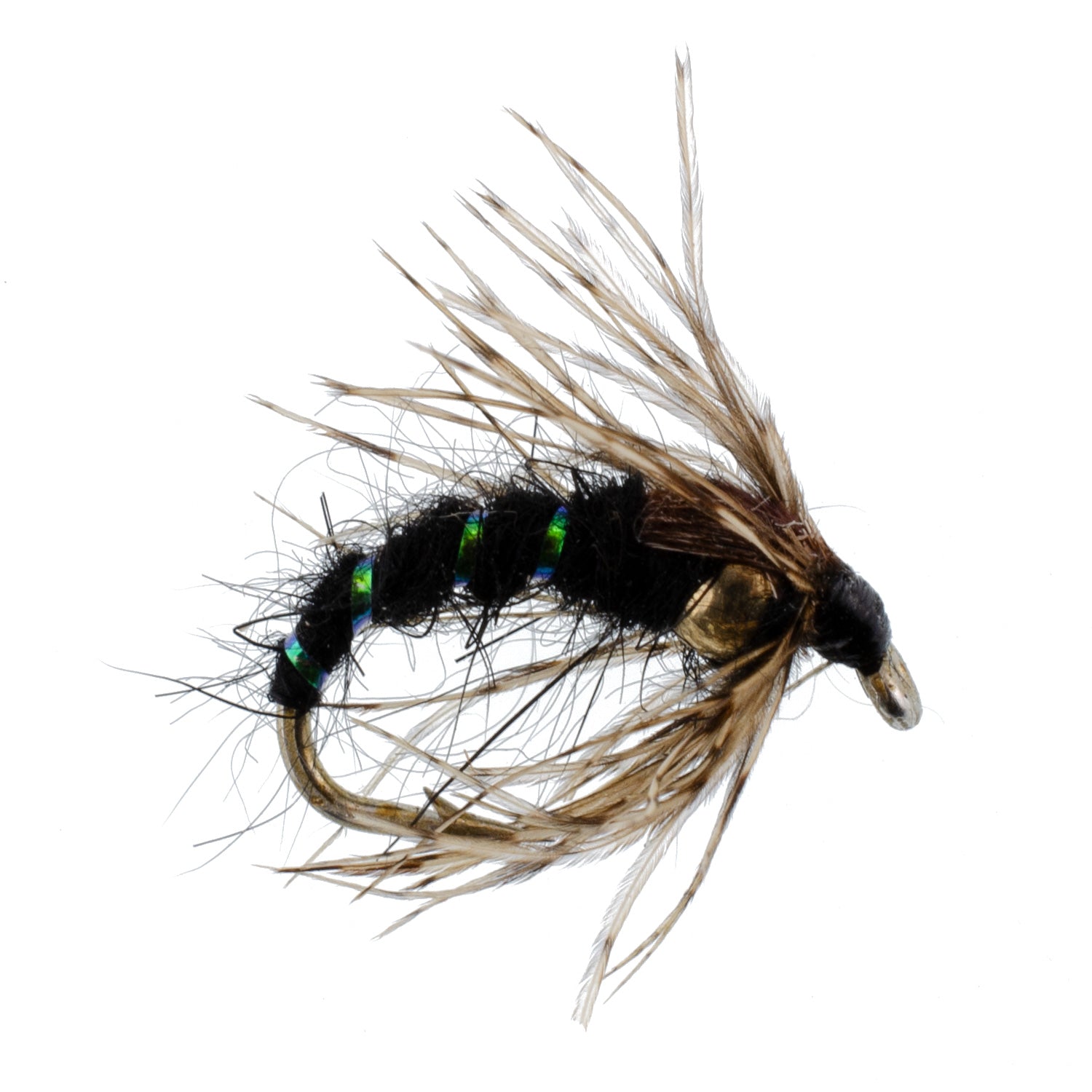 Black Holy Grail Caddis Pupa Emerger 12 Flies Hook Size 16