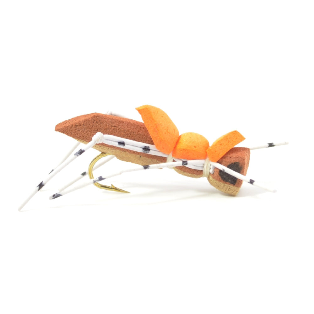 Moorish Hopper - Mosca de saltamontes con cuerpo de espuma, color marrón, 1 docena de ganchos para moscas, tamaño 10