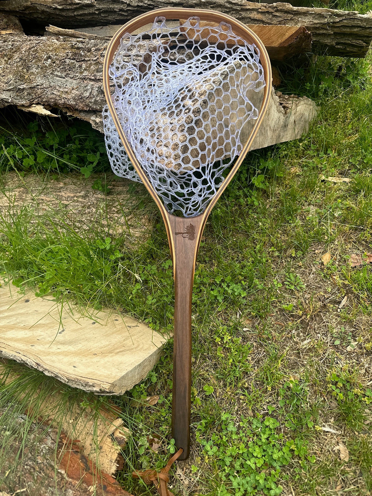 Little Dipper 12"x8" - Adams Dry Fly Engraved - Natural Fly Fishing Traditional Landing Net - Handcrafted & Made in USA