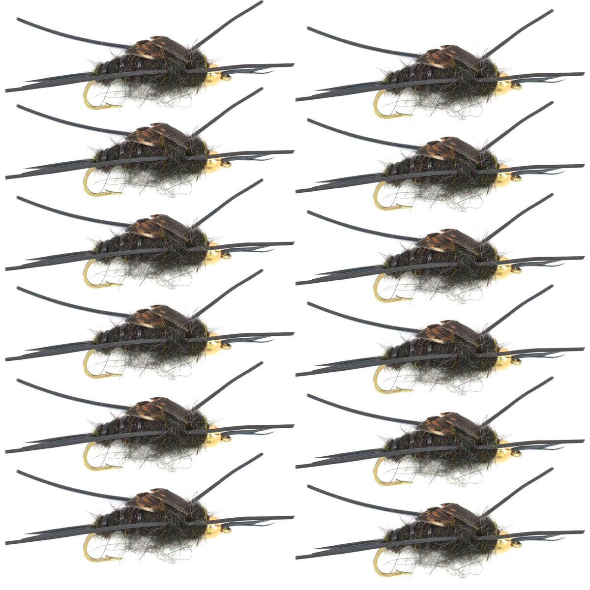 Tungsten Bead Kaufmann's Black Stone Fly with Rubber Legs - 1 Dozen — product photo
