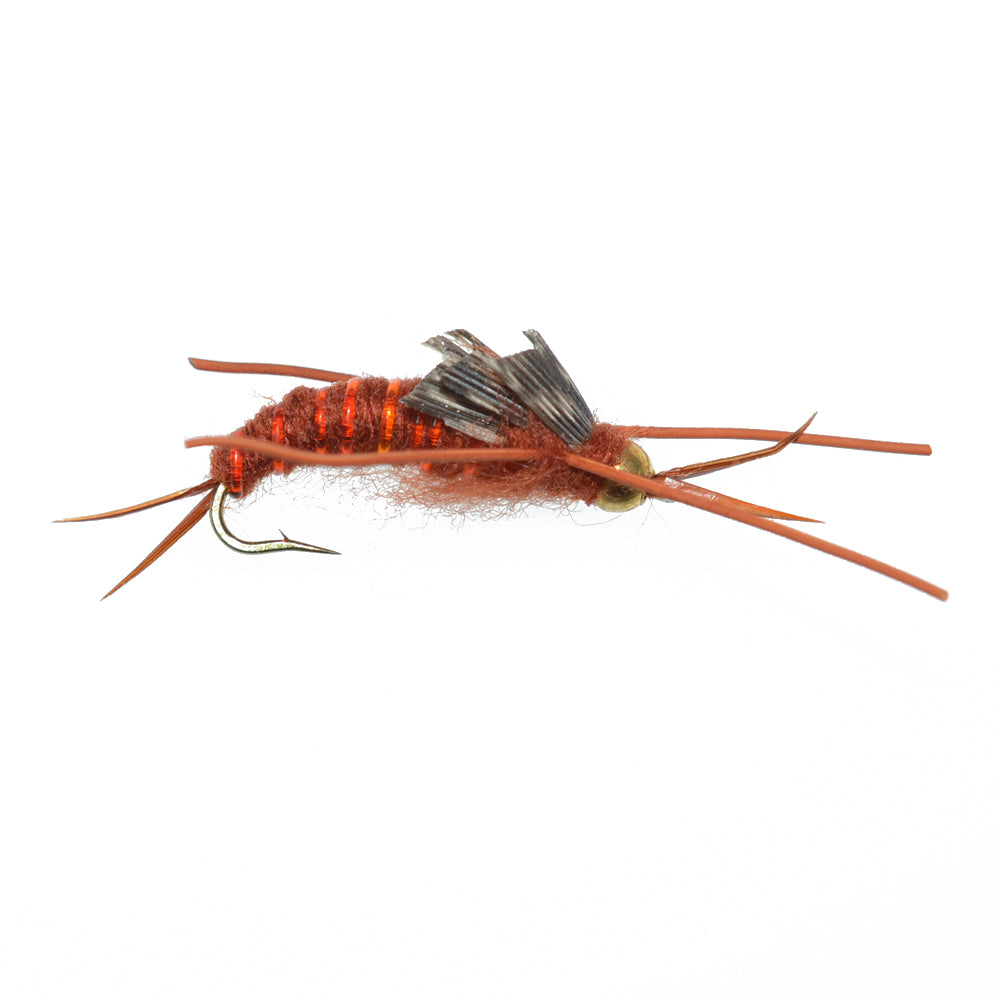 3 Pack Gold Bead Kaufmann's Brown Stone Fly with Rubber Legs - Stonefly Wet Fly - Hook Size 6