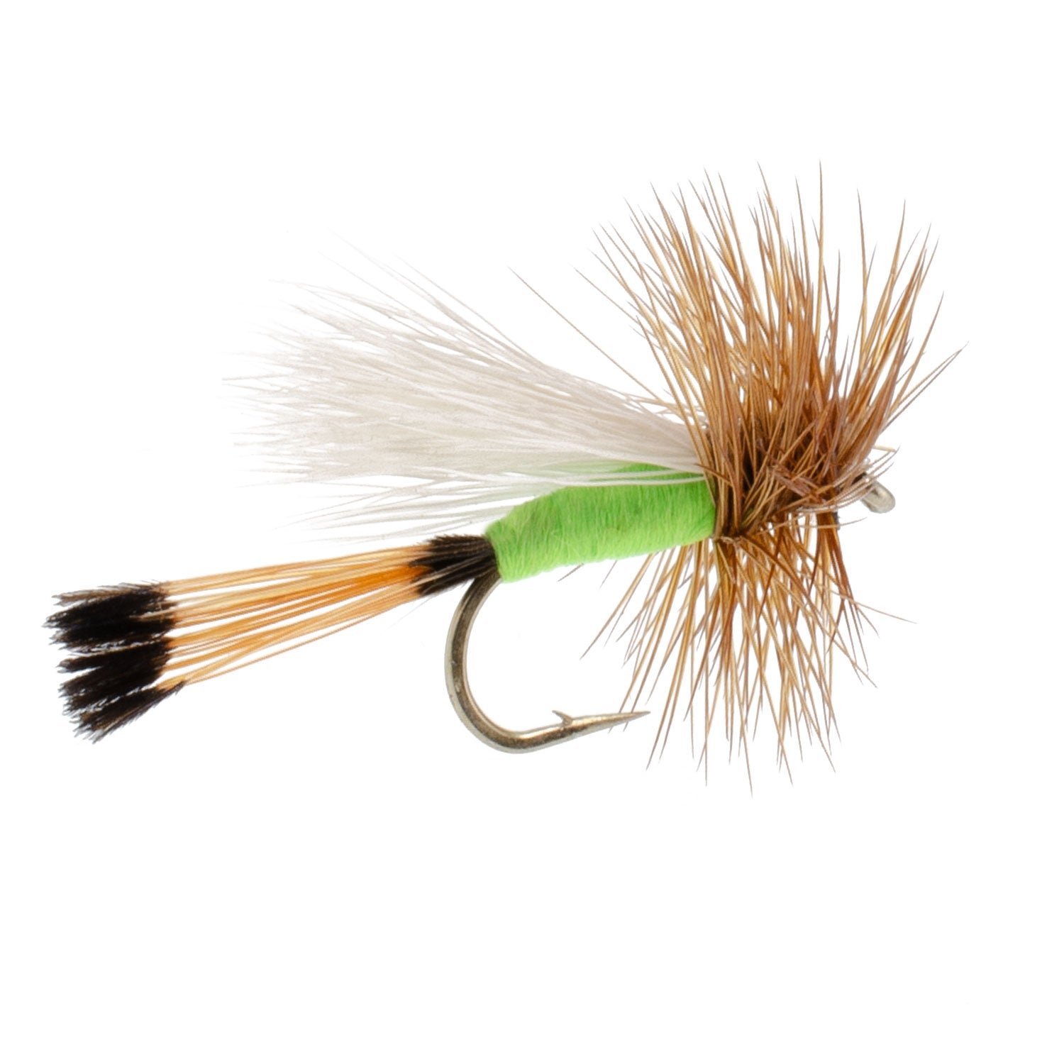 Lime Trude Classic Hair Wing Dry Fly - 6 Flies Hook Size 14
