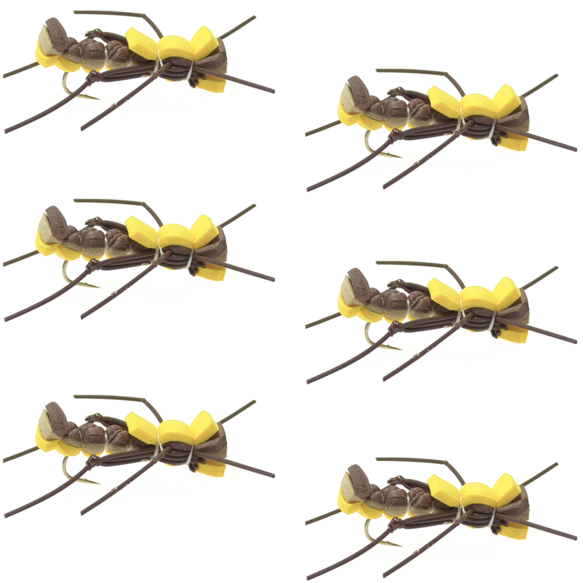 Mantis BLT Foam Body Grasshopper Fly - 6 Flies Hook Size 10
