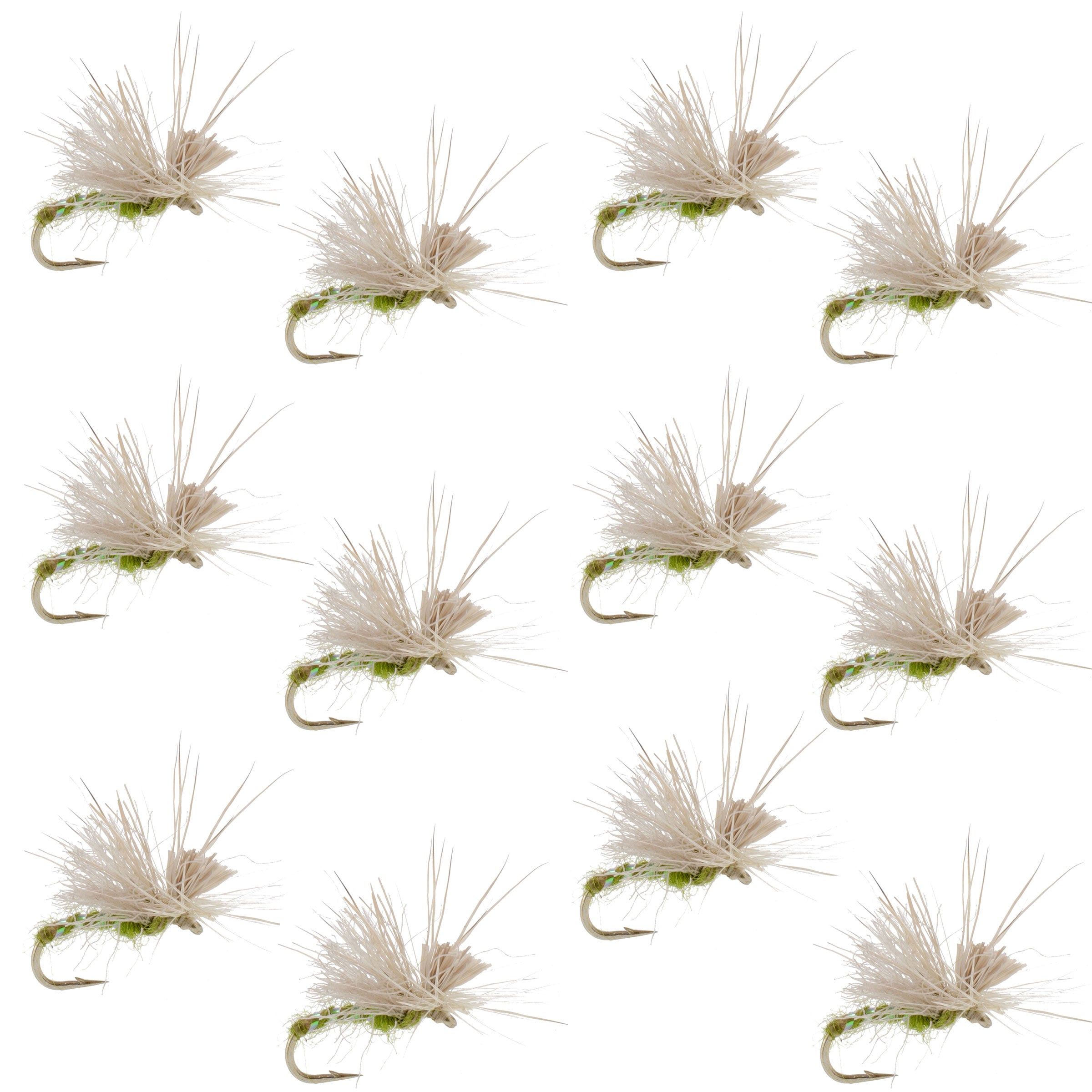 Olive Missing Link Caddis or Mayfly Flies Hook 12 Flies Size 16