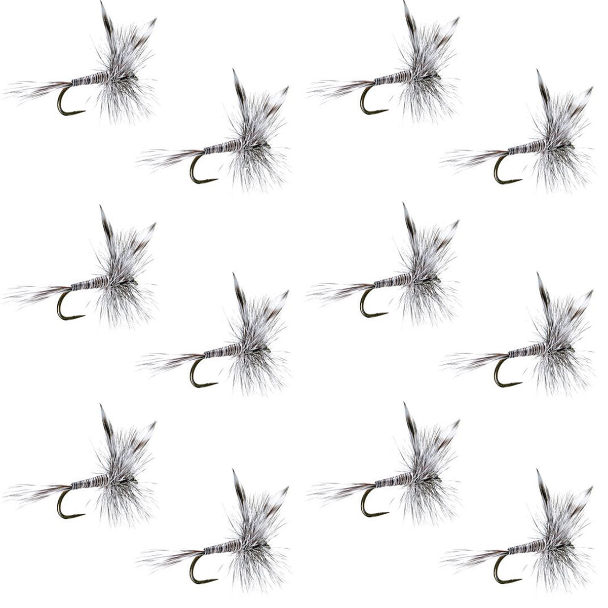Barbless Mosquito Classic Trout Dry Fly Fishing 1 Dozen Flies - Hook Size 12