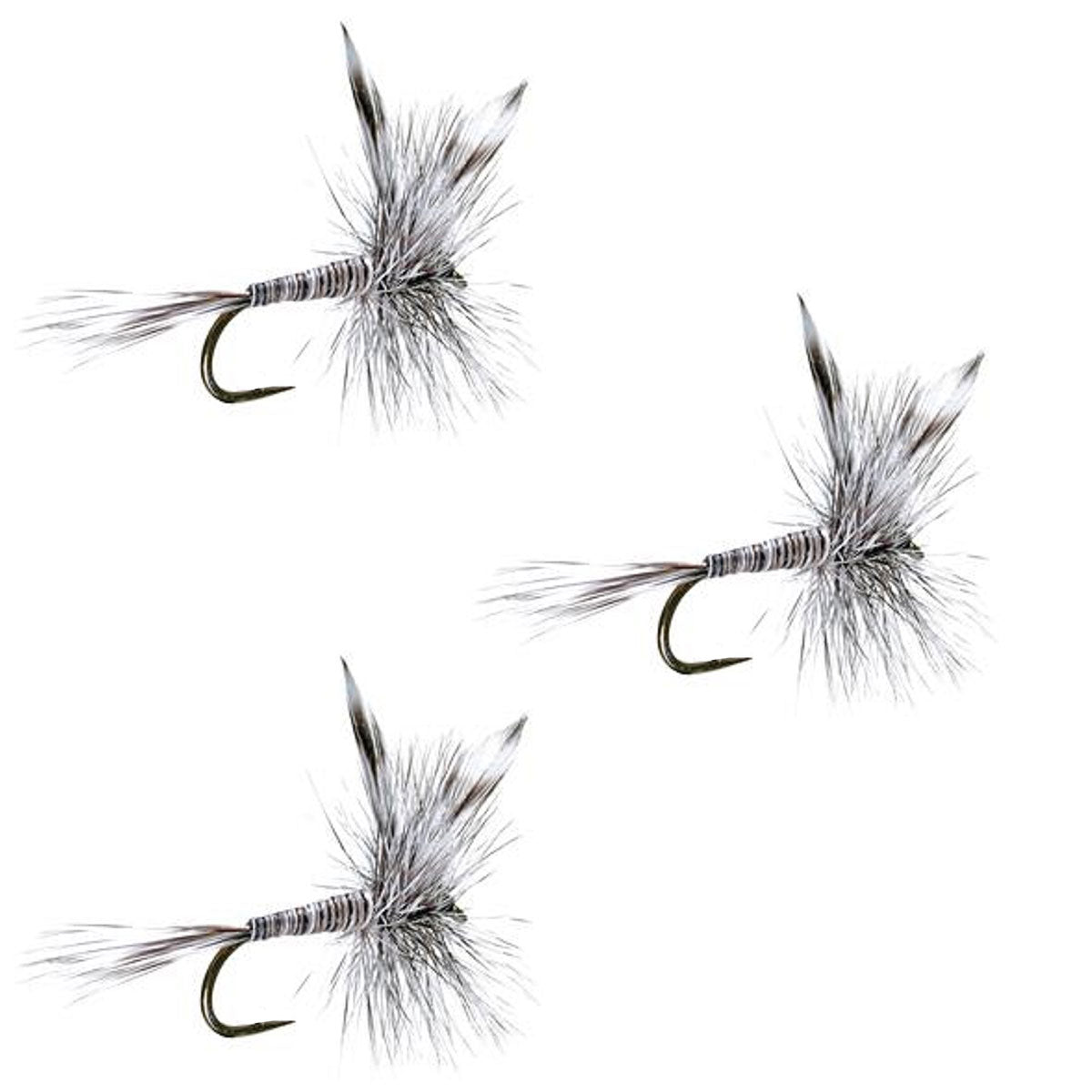 3 Pack Barbless Mosquito Classic Trout Dry Fly Fishing Flies - Hook Size 12