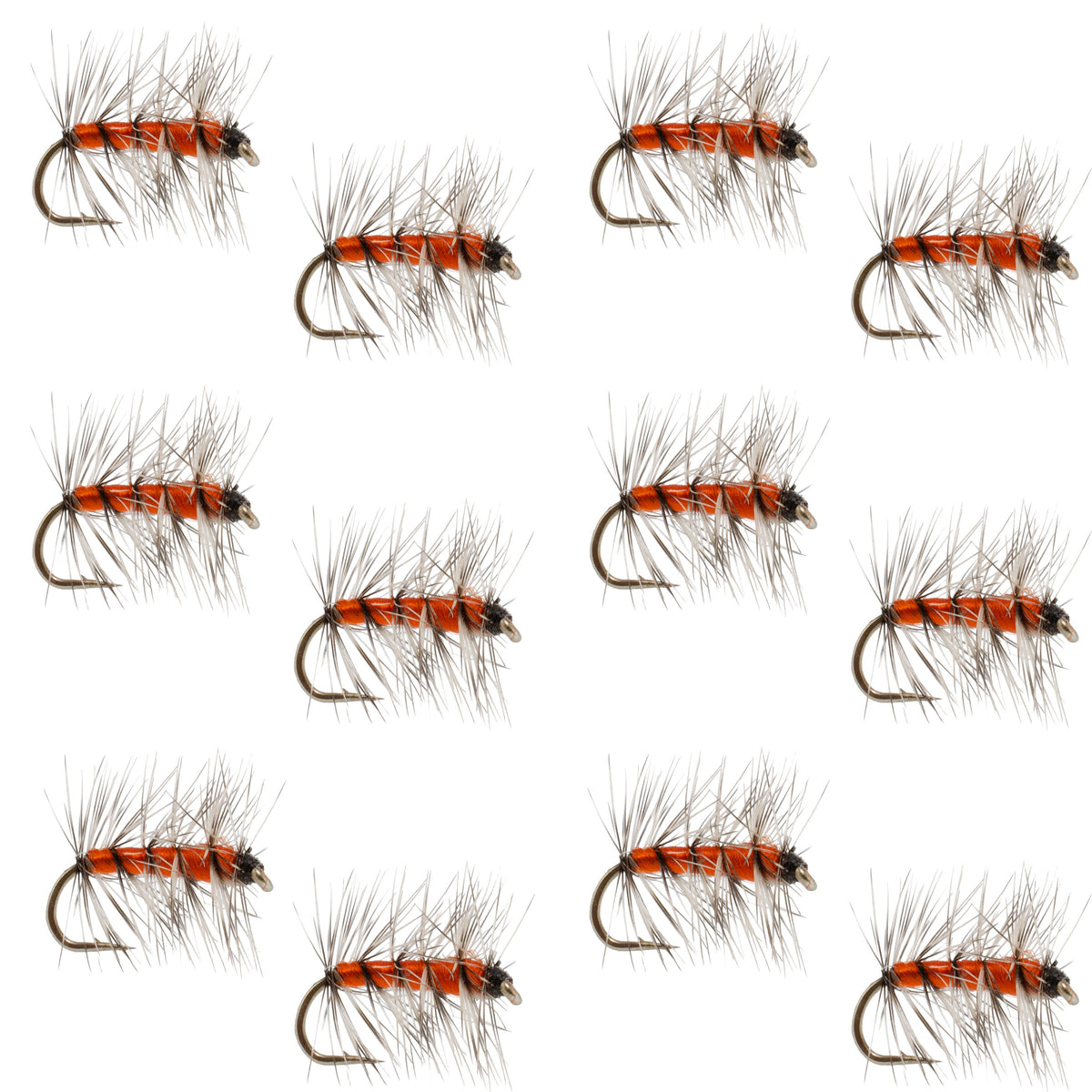 Orange Asher Midge Trout Dry Fly - 12 Flies Size 14