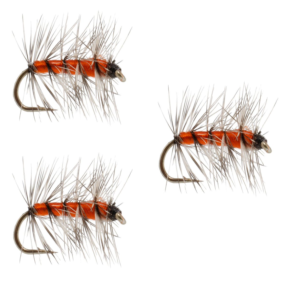 3 Pack Orange Asher Midge Trout Dry Fly - Size 18