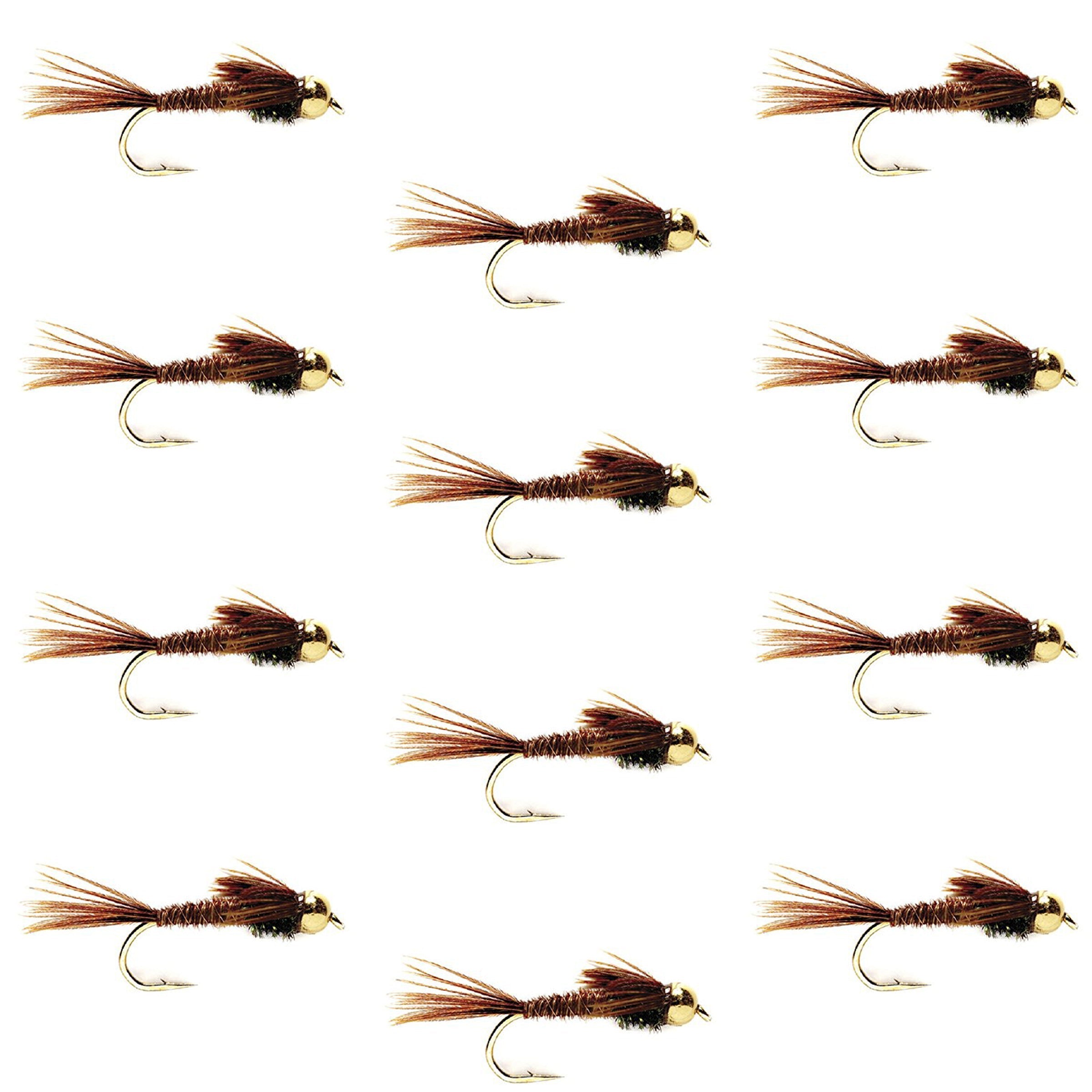 Tungsten Bead Head  Pheasant Tail Nymph 1 Dozen Flies  Size 14