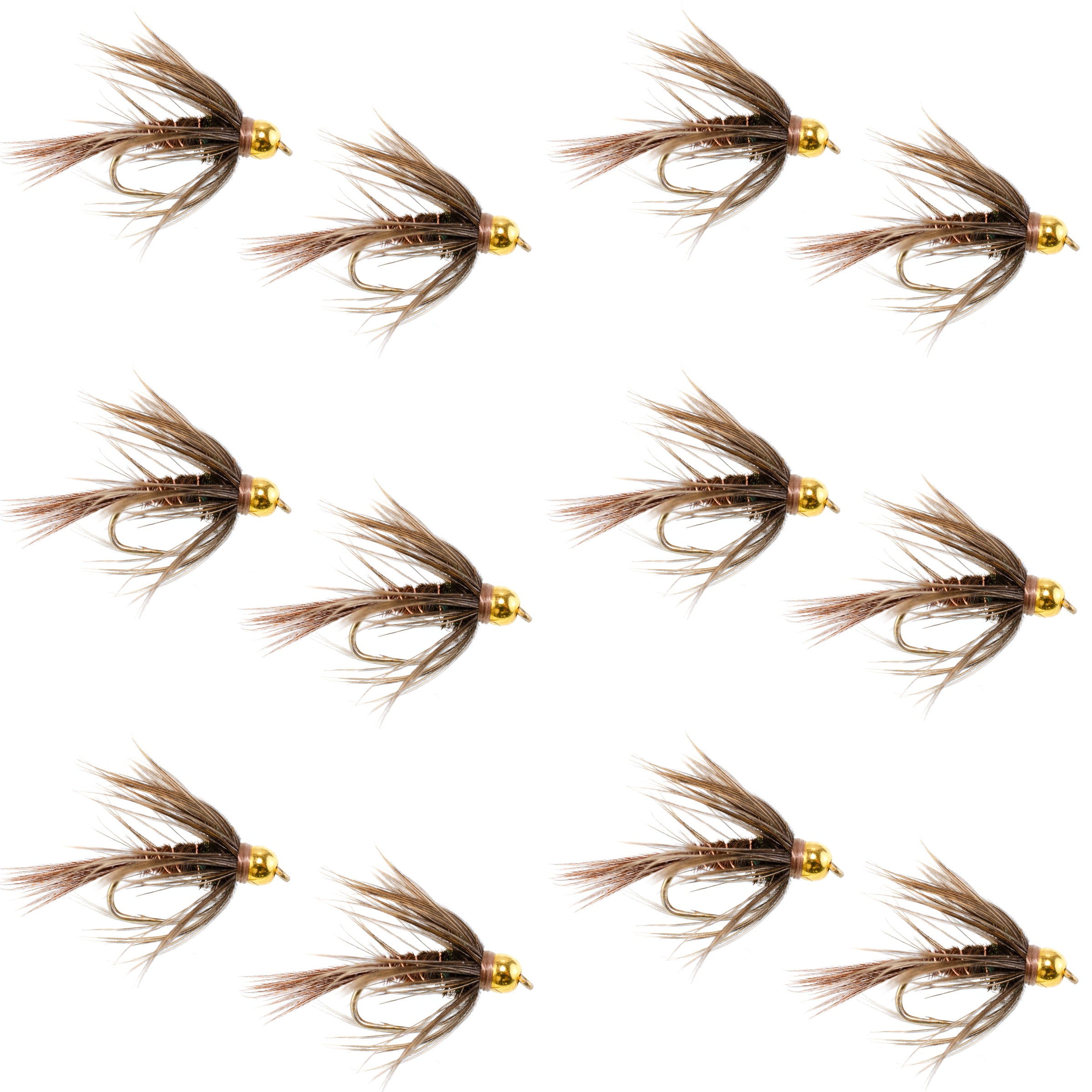 Soft Hackle Bead Head Pheasant Tail Nymph Fly - 12 Flies Size 16