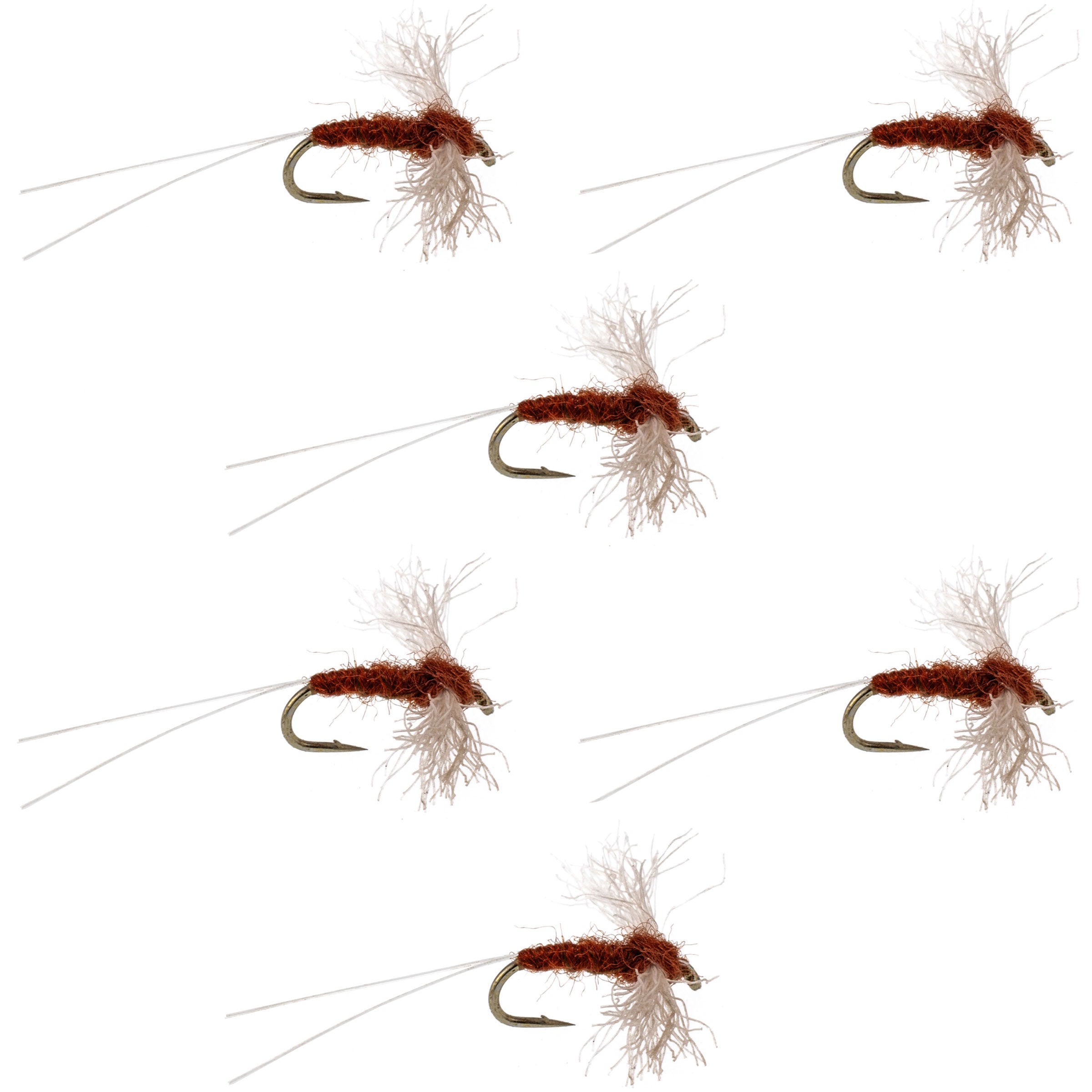 Poly Wing Rusty Spinner Mayfly 6 Flies Hook Size 14