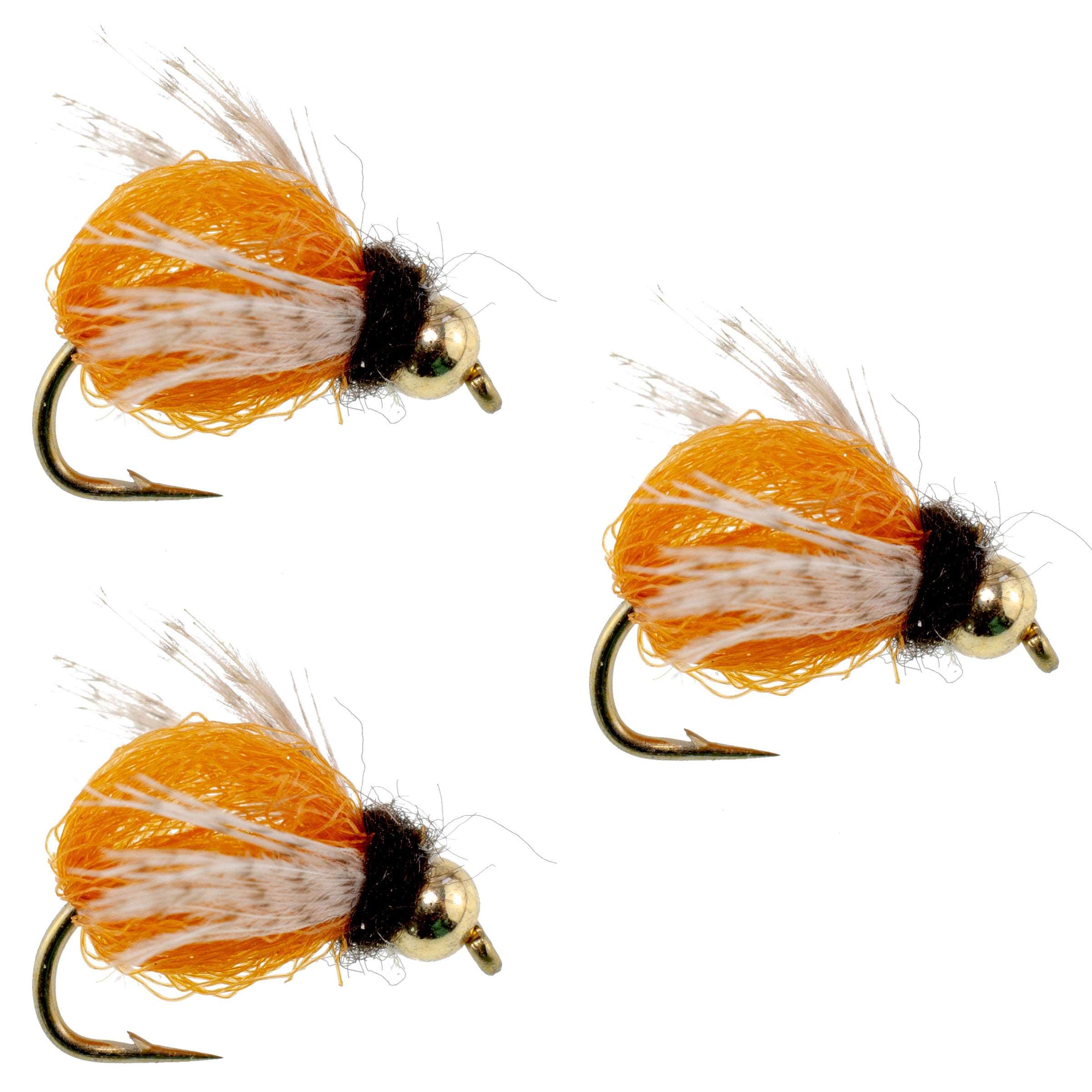 3 Pack Bead Head LaFontaine Amber Deep Sparkle Caddis Pupa - Hook Size 18