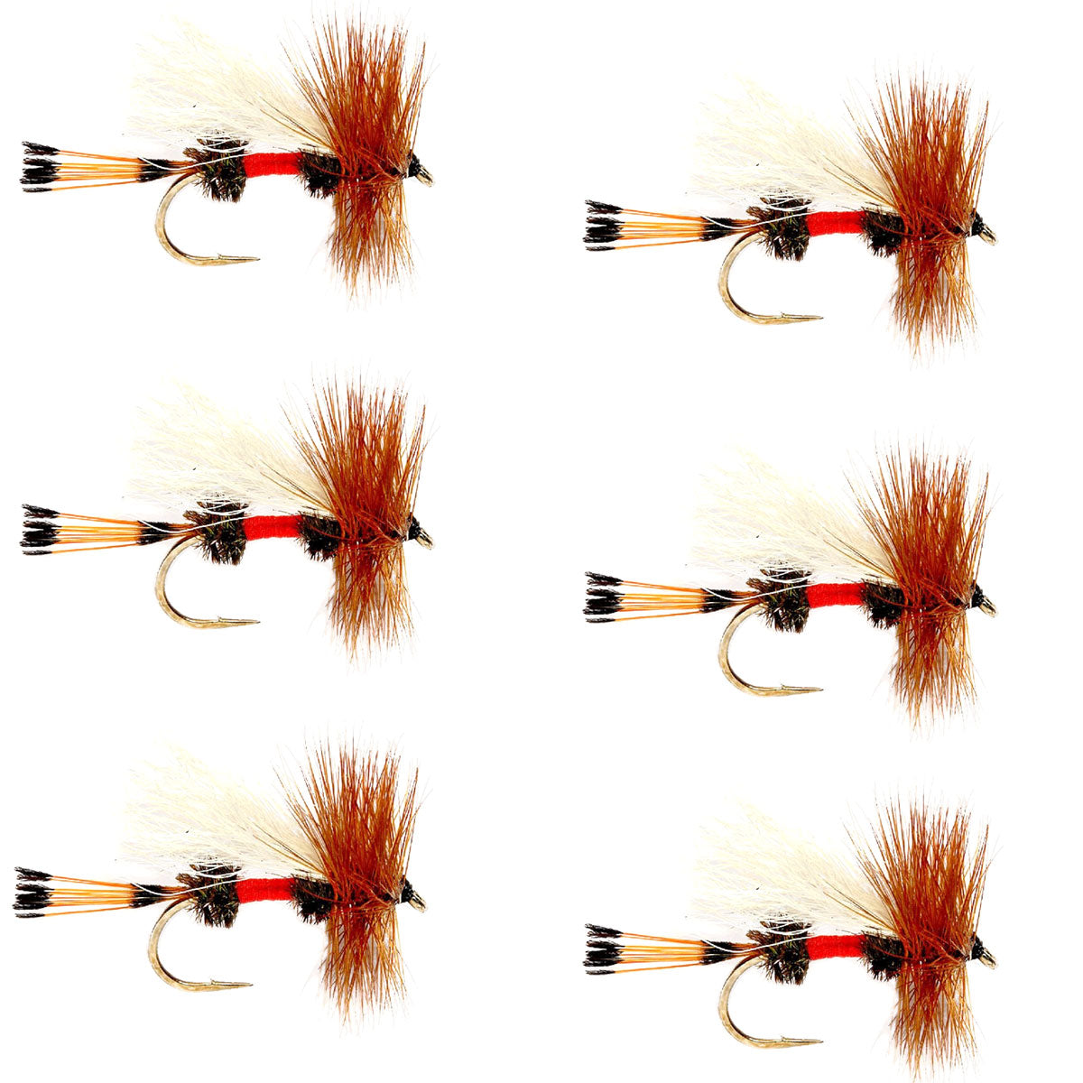 Royal Trude Classic Hair Wing Dry Fly -6 Flies Hook Size 14