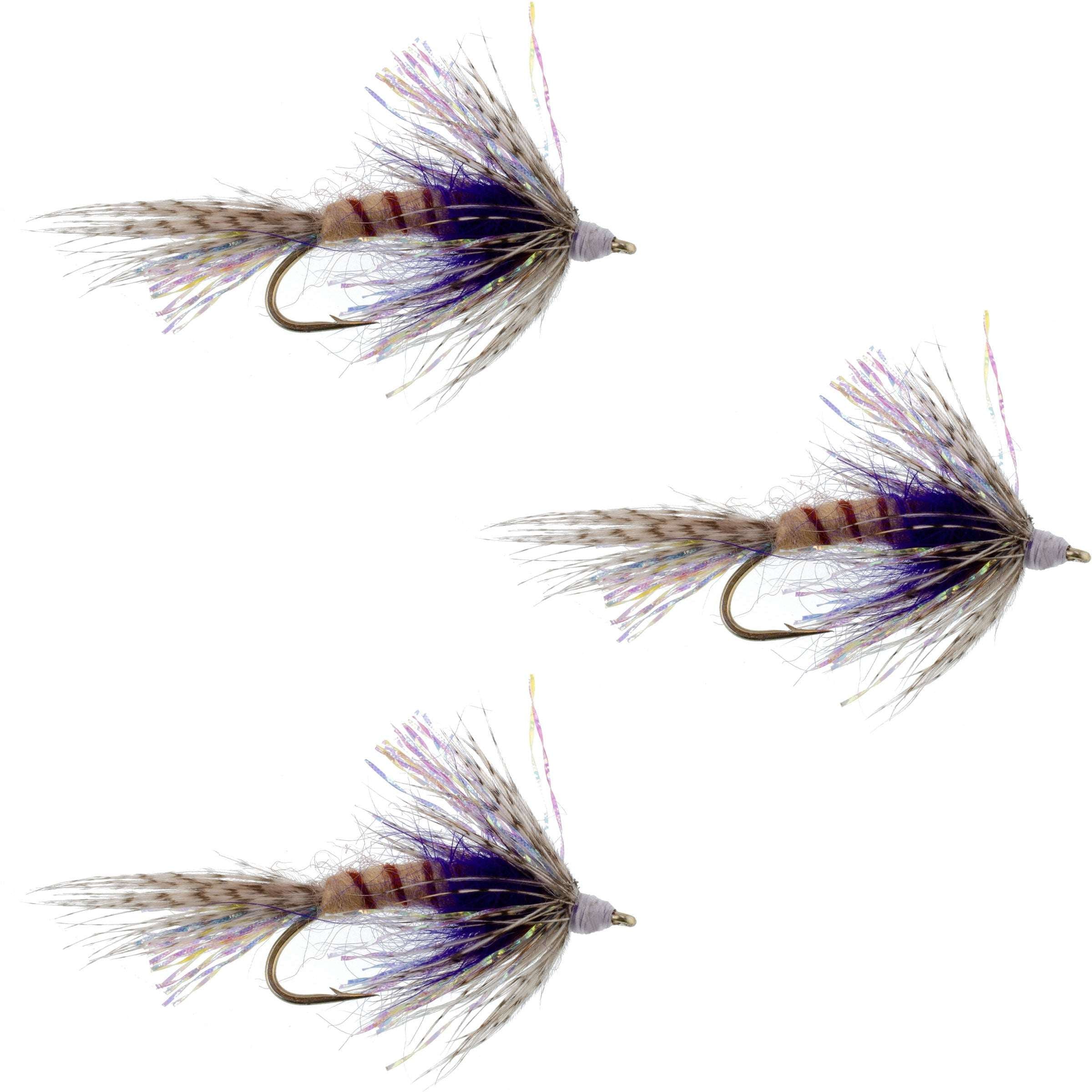 3 Pack Purple Shakey Bealy Fall Soft Hackle Wet Fly - Hook Size 10