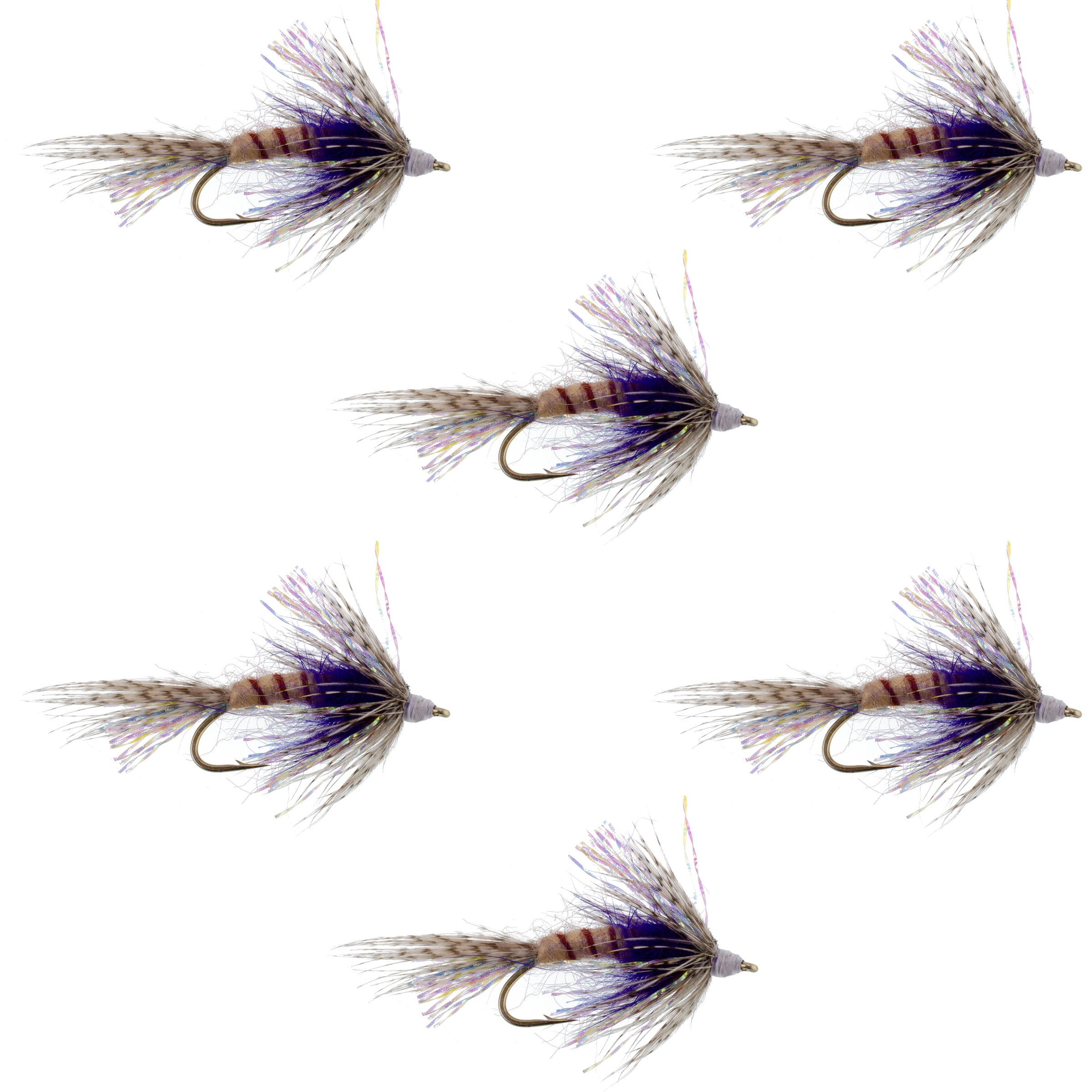 Purple Shakey Bealy Fall Soft Hackle Wet Fly - 6 Flies Hook Size 10