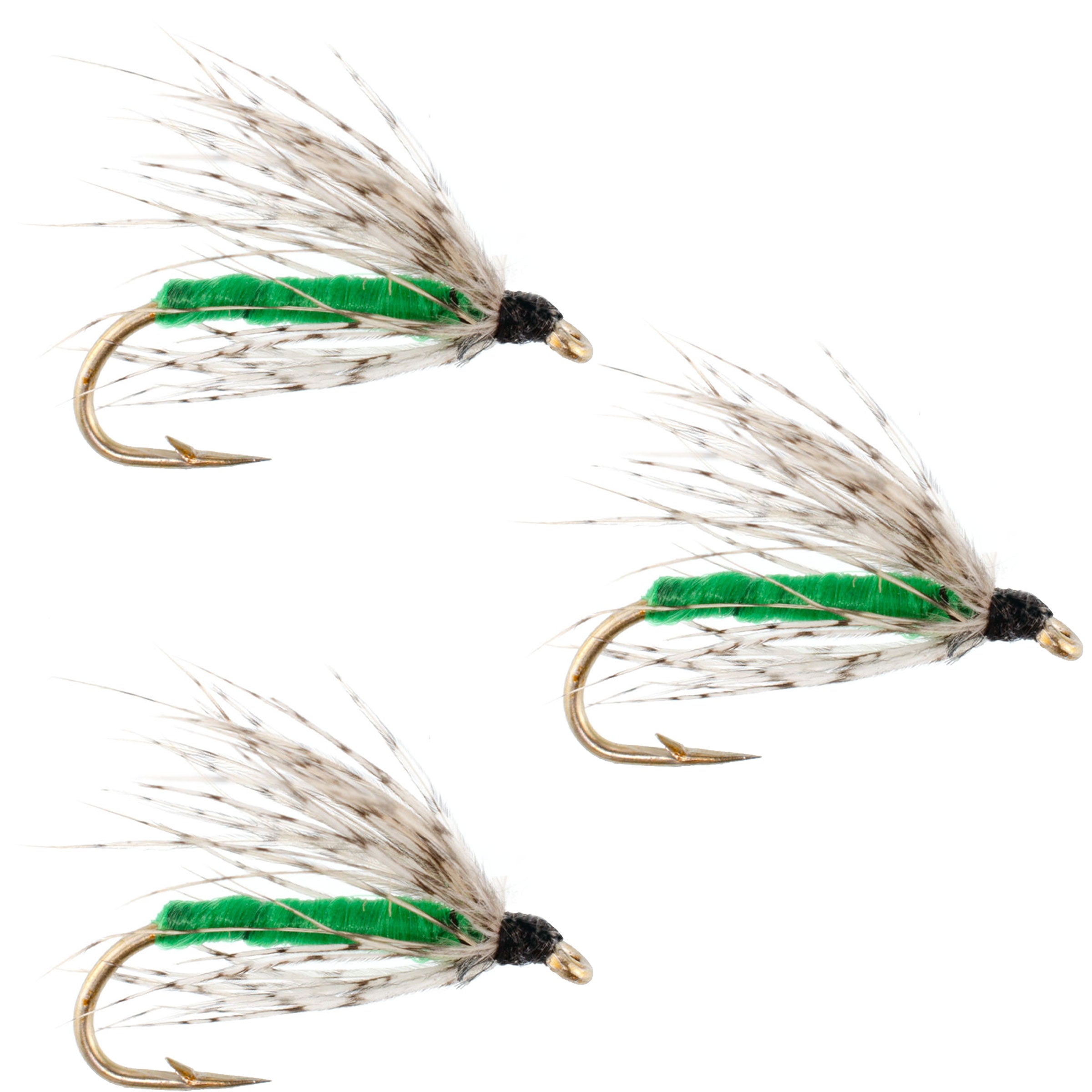 3 Pack Soft Hackle Partridge and Green Fly Fishing Wet Flies - Hook Size 12