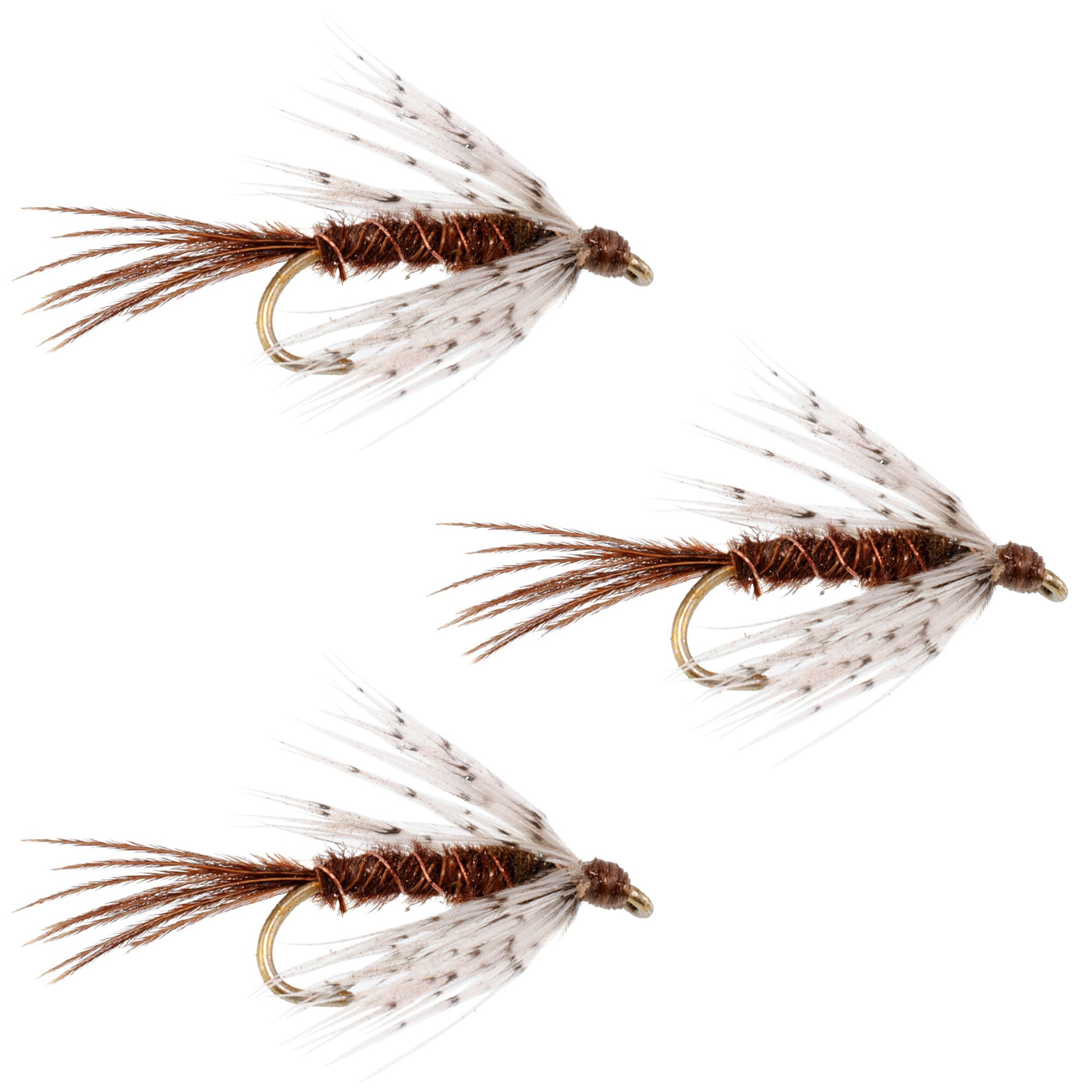 Paquete de 3 moscas húmedas para pesca con mosca, perdiz y faisán, tamaño de anzuelo 112