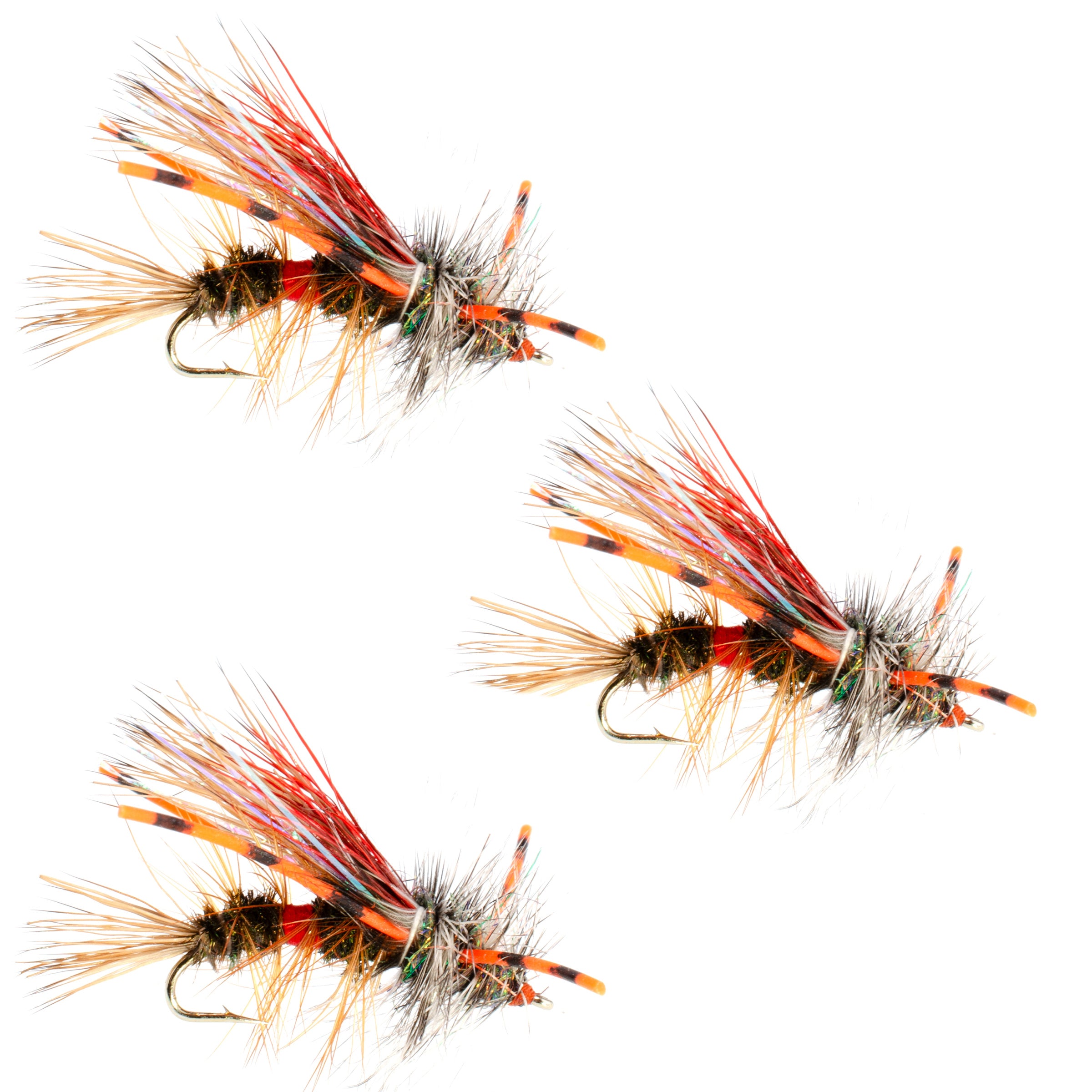 3 Pack Kaufmann's Royal Crystal Stimulator Rubber Legs Dry Fly - Hook Size 12
