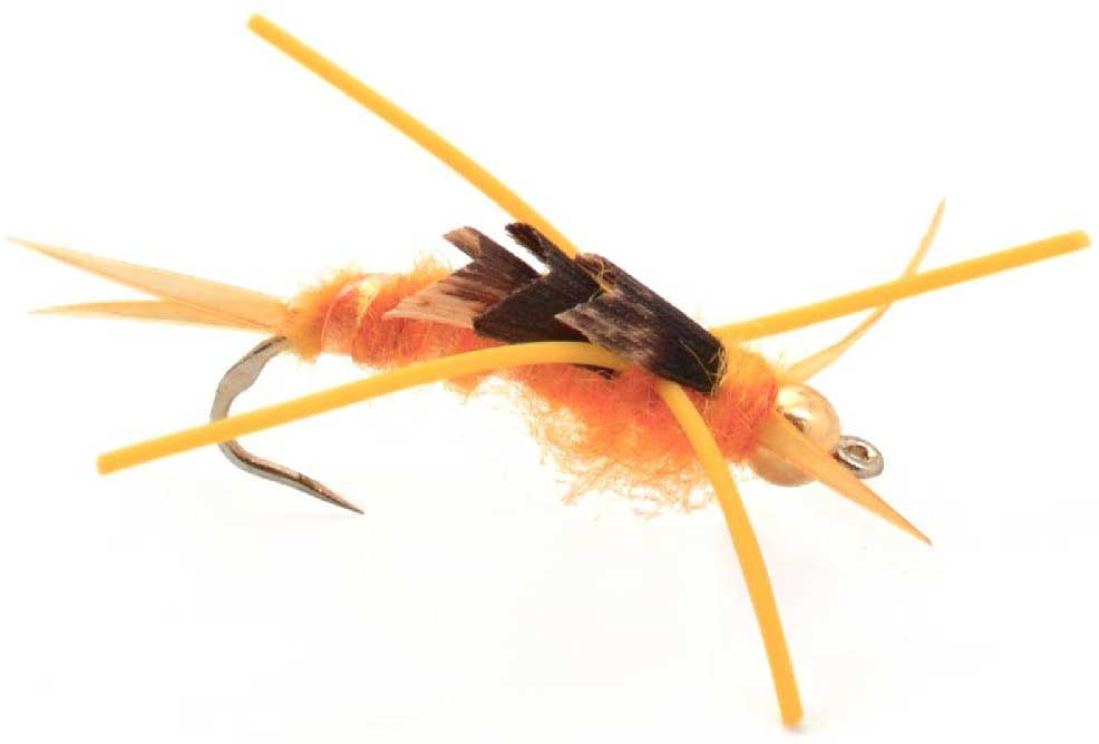 Paquete de 3 moscas de piedra dorada de Kaufmann con patas de goma, mosca húmeda Stonefly, tamaño de gancho 12