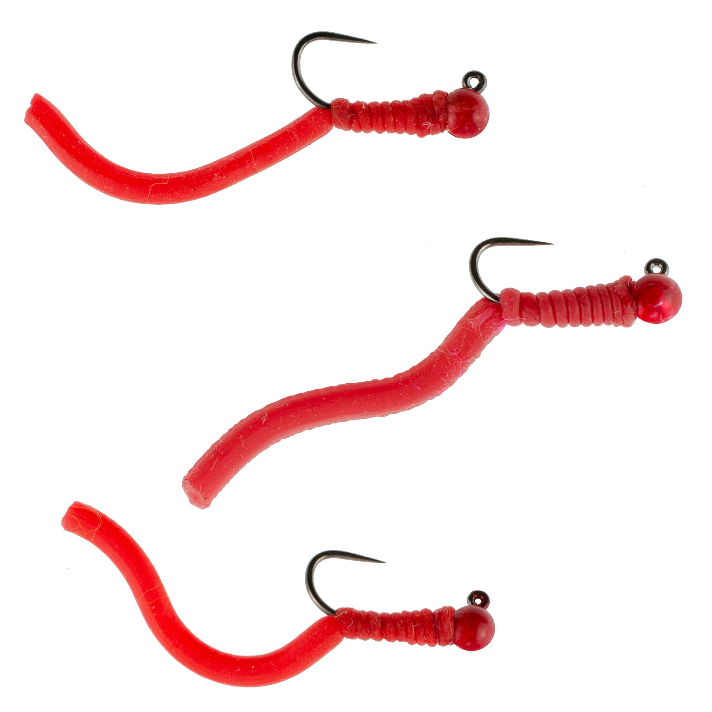 3 Pack Tungsten Bead Squirminator Squirmy Wormy Tactical Jig Czech Euro Nymph Barbless Nymphing Fly - Size 12