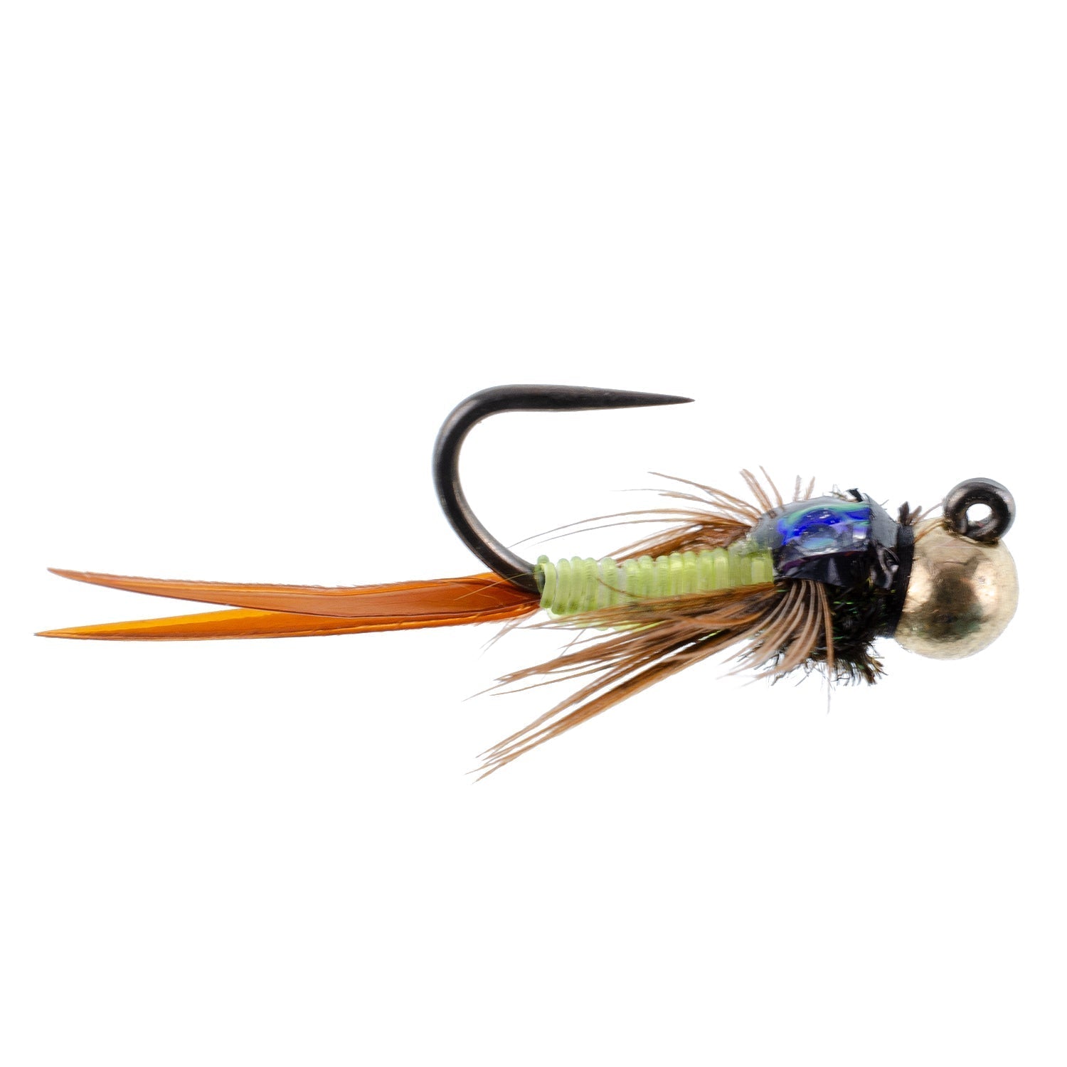 3 Pack Tungsten Bead Tactical Jig Copper John Chartreuse Czech Nymph Euro Nymphing Fly - Size 14