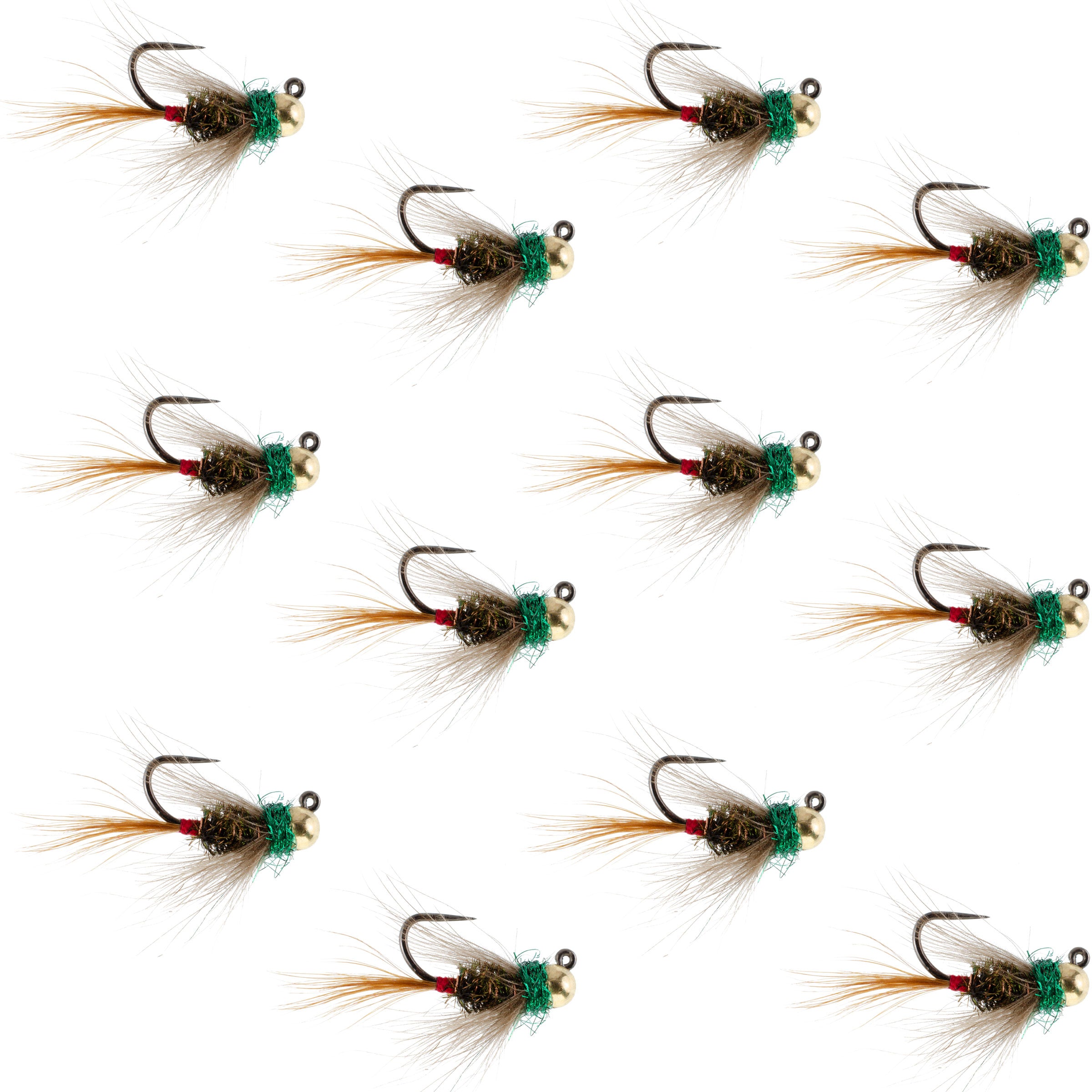 Tungsten Bead Tactical CDC Frenchie Czech Nymph Euro Nymphing Fly - 1 docena de moscas tamaño 12 