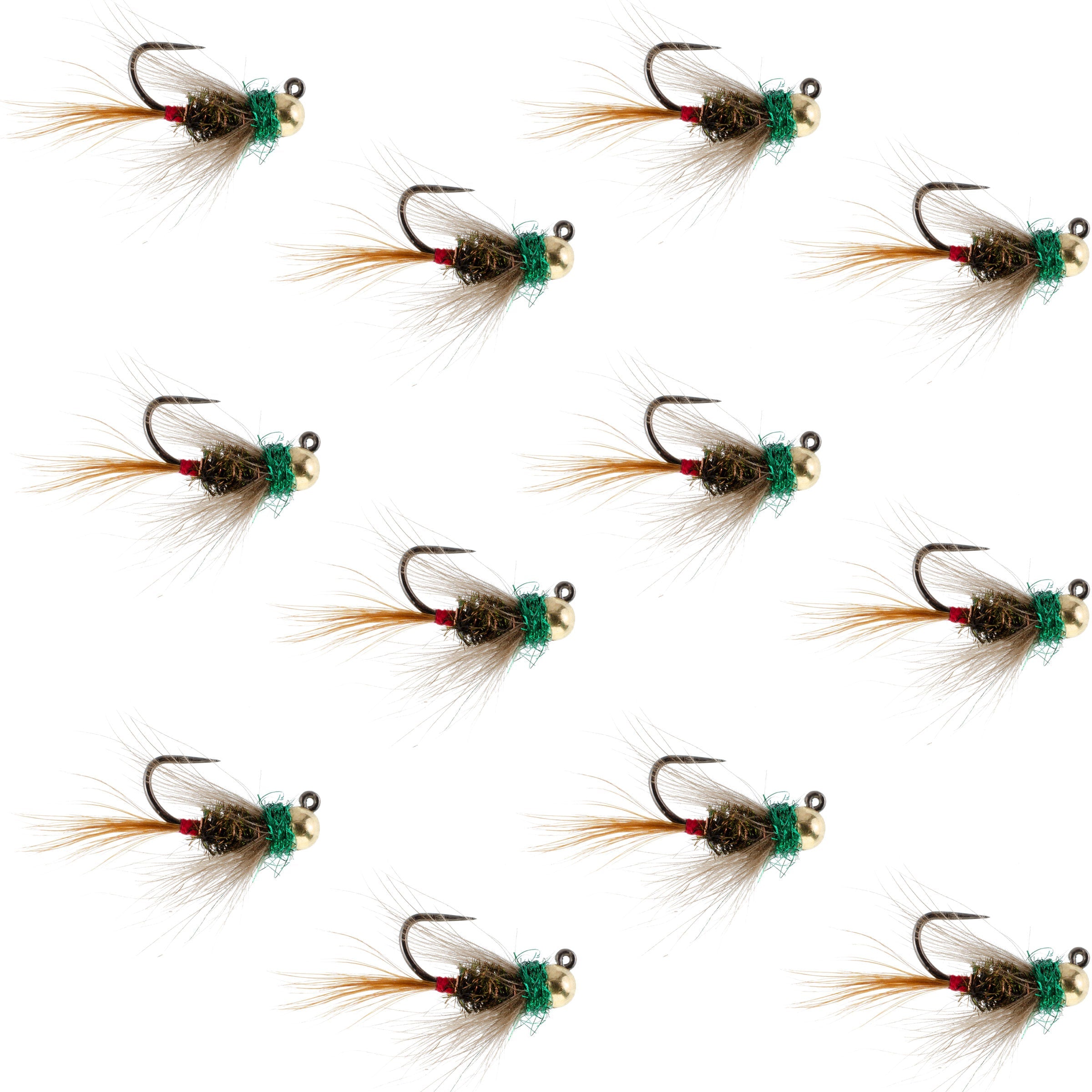 Tungsten Bead Tactical CDC Frenchie Czech Nymph Euro Nymphing Fly - 1 Dozen Flies Size 14