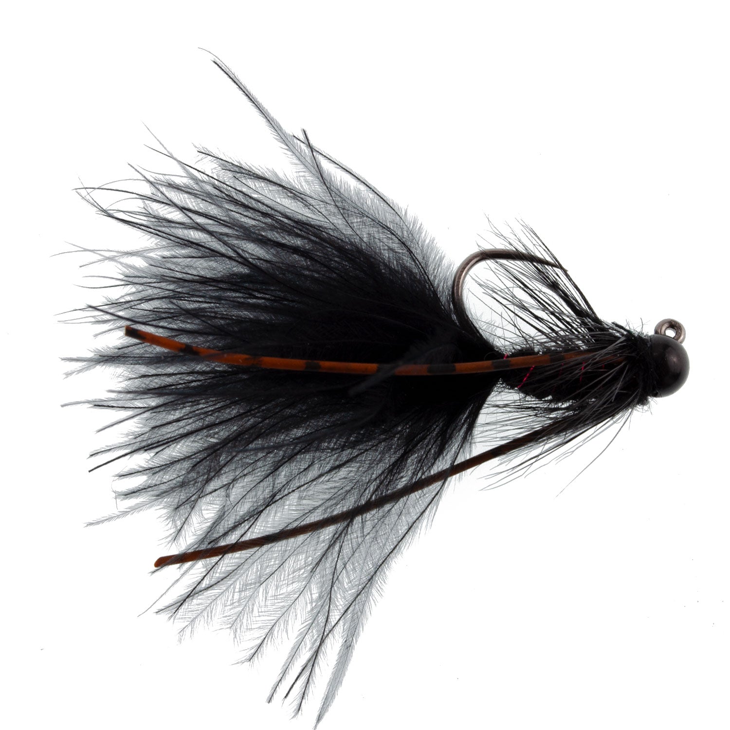 3 Pack Tungsten Bead Tactical Black Mini Bugger Czech Nymph Euro Nymphing Fly - 3 Flies Size 12