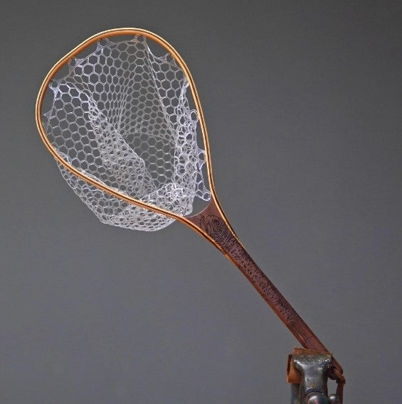 Fat Jake 16"x12" - Brown Trout Engraved - Natural Fly Fishing Traditional Landing Net - Handcrafted & Made in USA