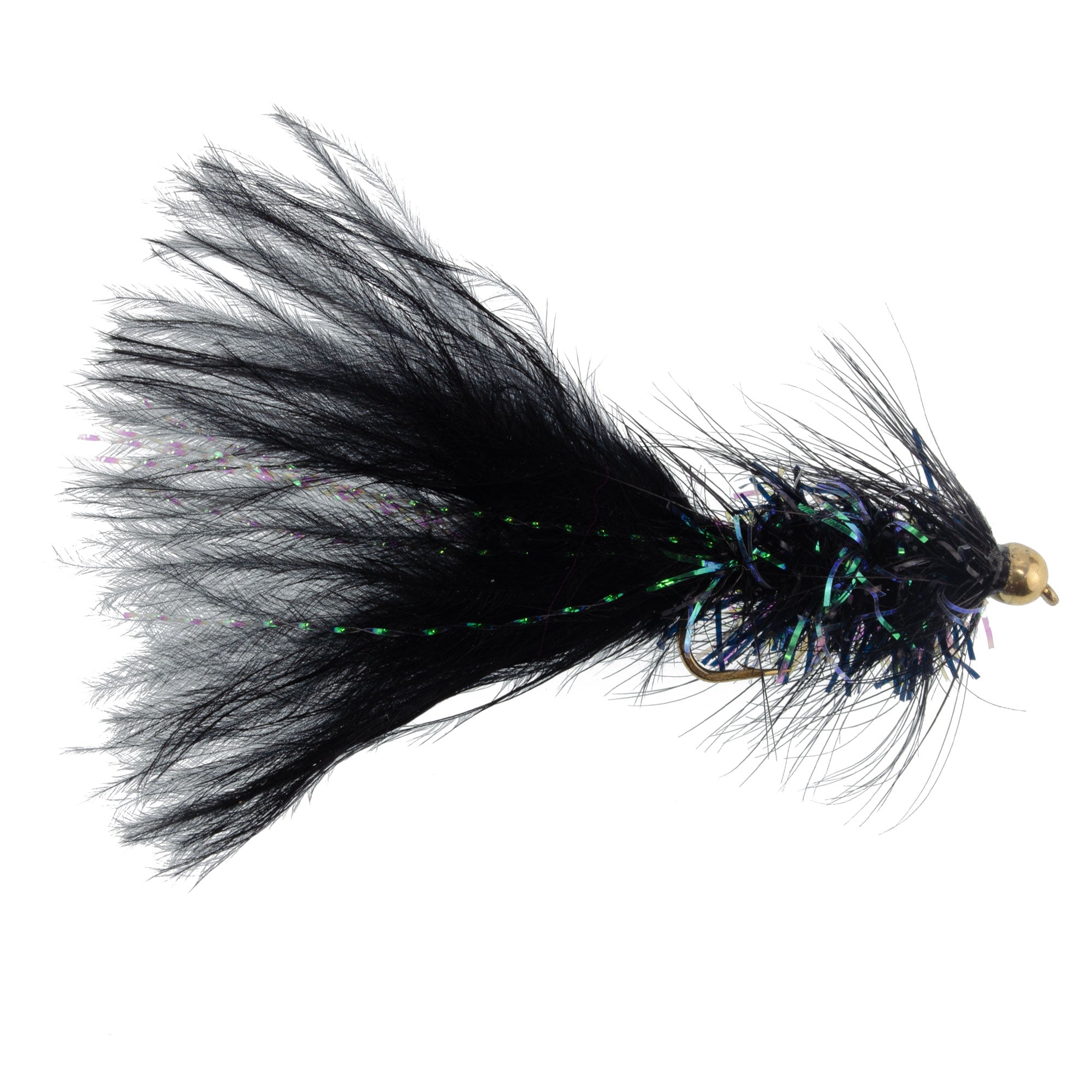 Black Bead Head Crystal Woolly Bugger Classic Streamer Flies - 6 Fly Fishing Flies - Hook Size 8