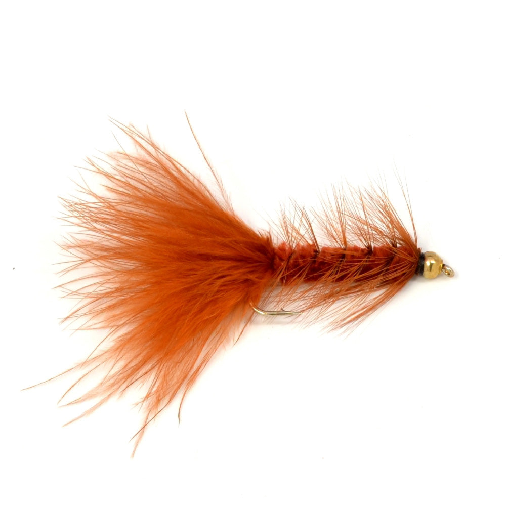 Brown Bead Head Crystal Woolly Bugger Classic Streamer Flies - Set of 6 Trout Fly Fishing Flies - Hook Size 8